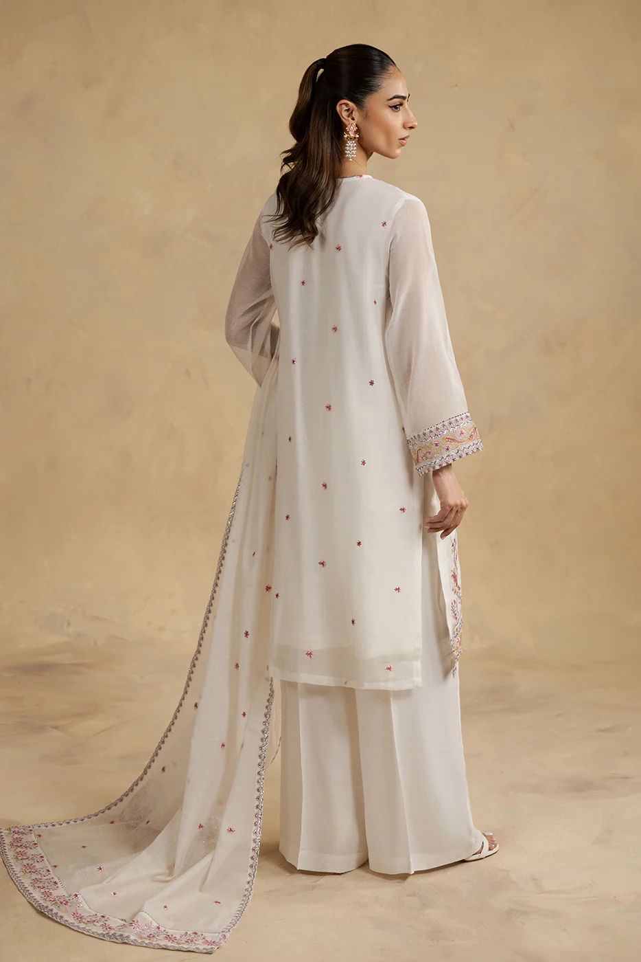 3 PIECE EMBROIDERED KHADDI NET SUIT (LUXURY-PRET) - Image 4