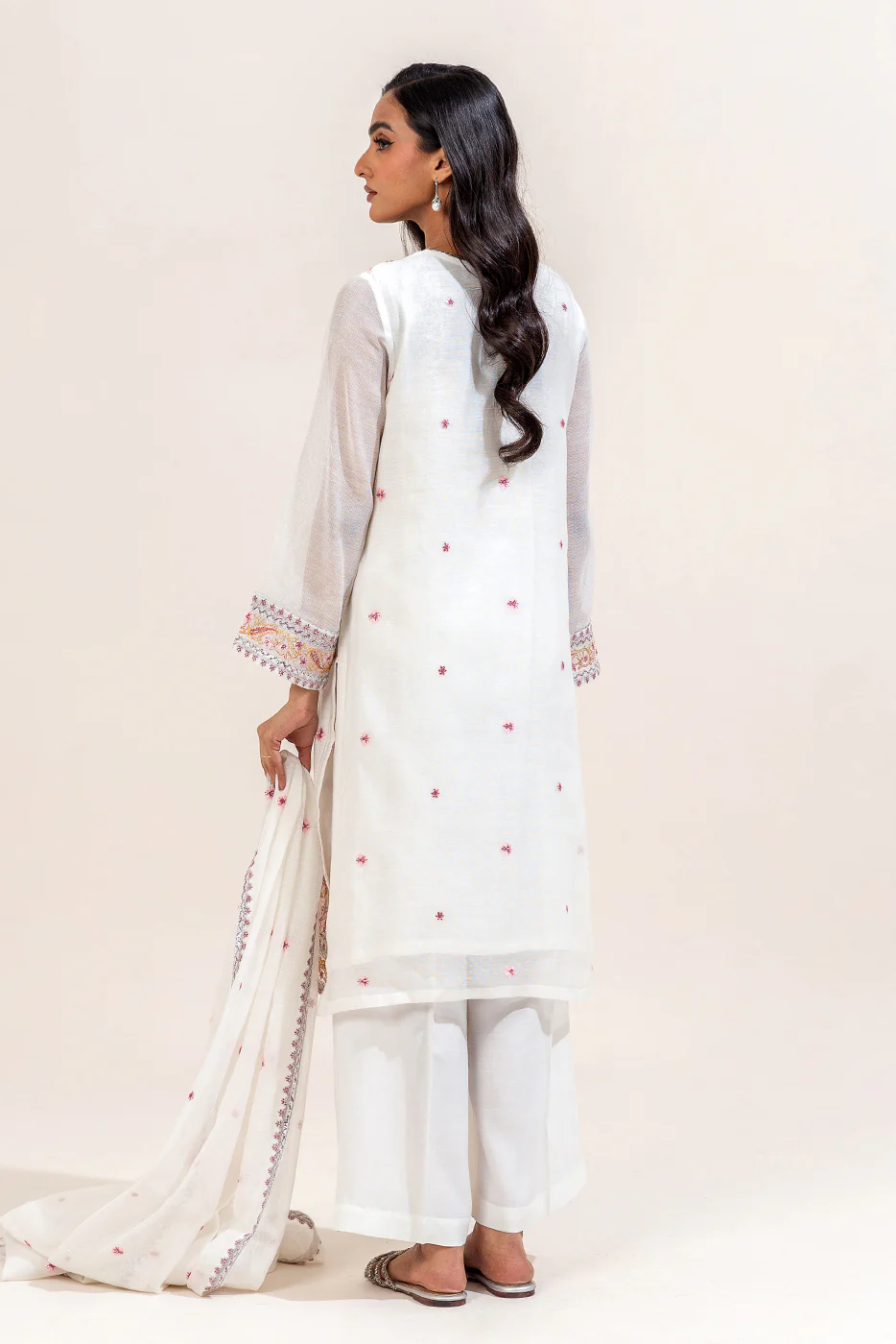 3 PIECE EMBROIDERED KHADDI NET SUIT (LUXURY-PRET) - Image 5