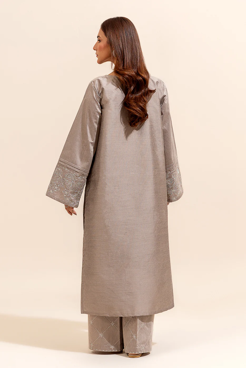 2 PIECE EMBROIDERED TWO TONE SUIT-HARBOR GREY (UNSTITCHED) - Image 3