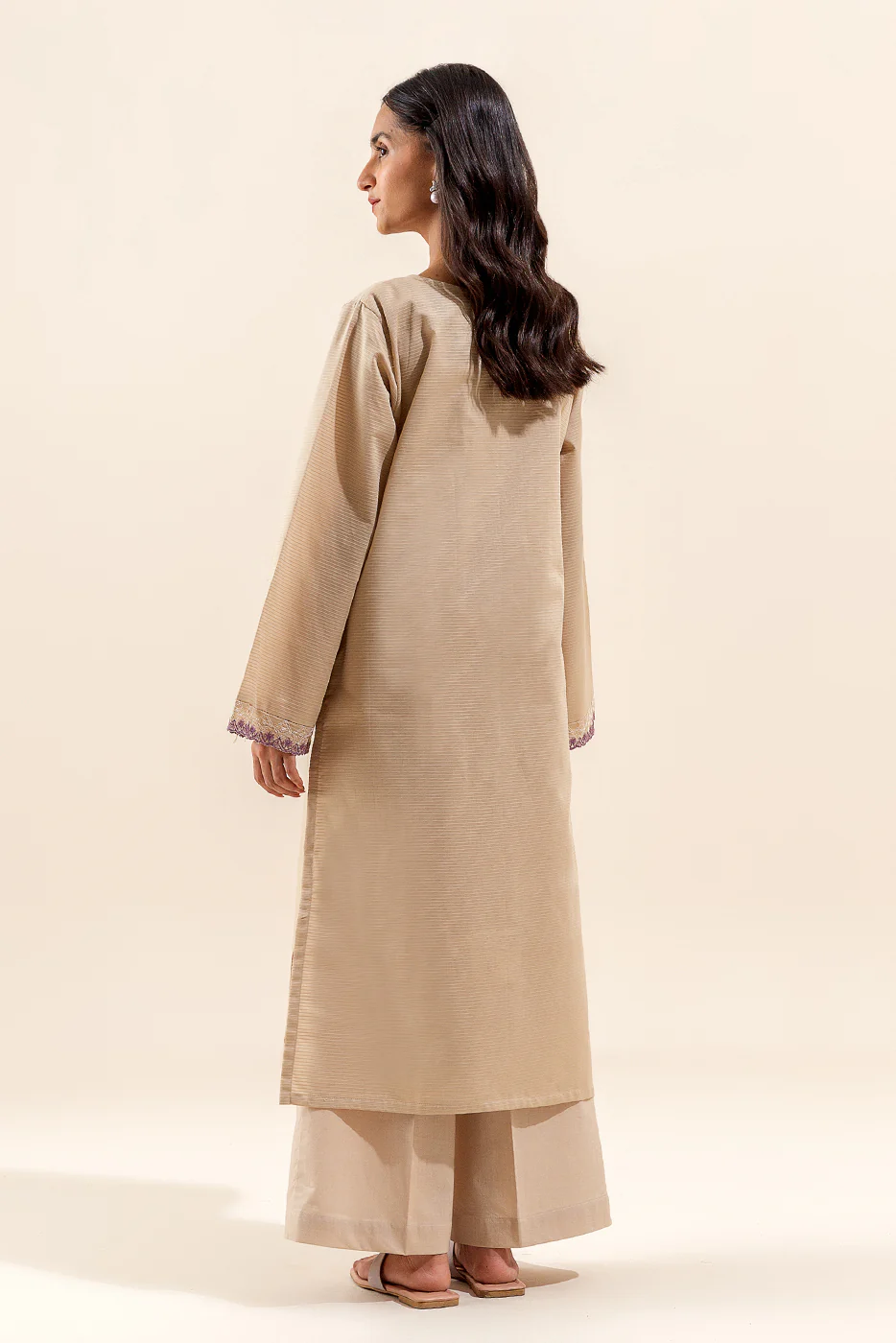 1 PIECE EMBROIDERED DORIA SHIRT-TAUPE SERENITY (UNSTITCHED) - Image 3