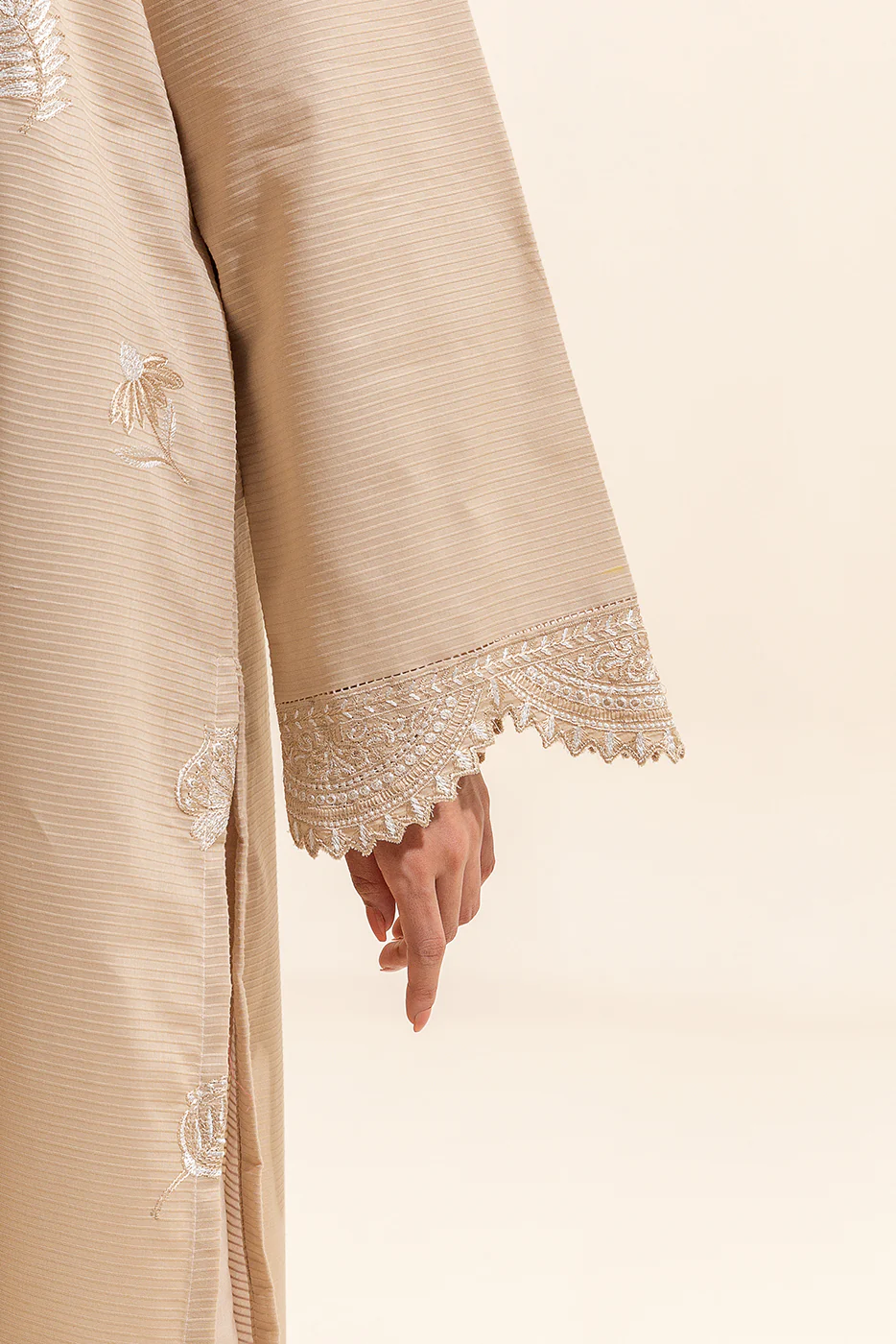 1 PIECE EMBROIDERED DORIA SHIRT-BEIGE OASIS (UNSTITCHED) - Image 5