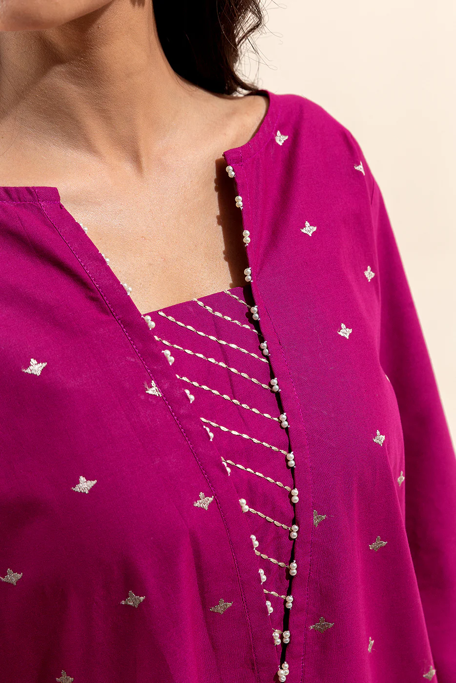 1 PIECE EMBROIDERED LAWN SHIRT-TRIBAL CARNATION (UNSTITCHED) - Image 4