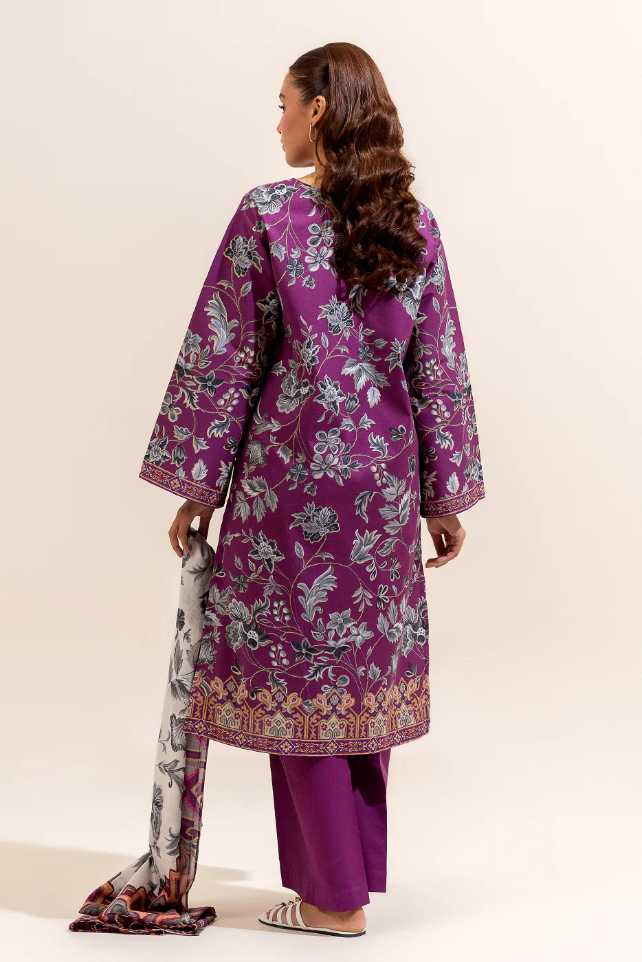 3 PIECE PRINTED LAWN SUIT-MULBERRY ASH (UNSTITCHED) - Image 4