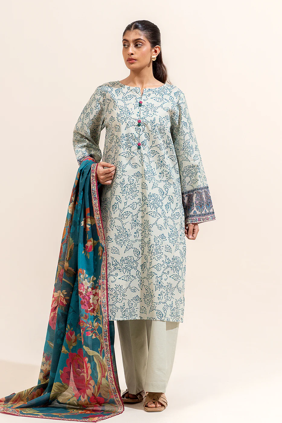 3 PIECE PRINTED LAWN SUIT-PEARL GLAZE (UNSTITCHED) - Image 3