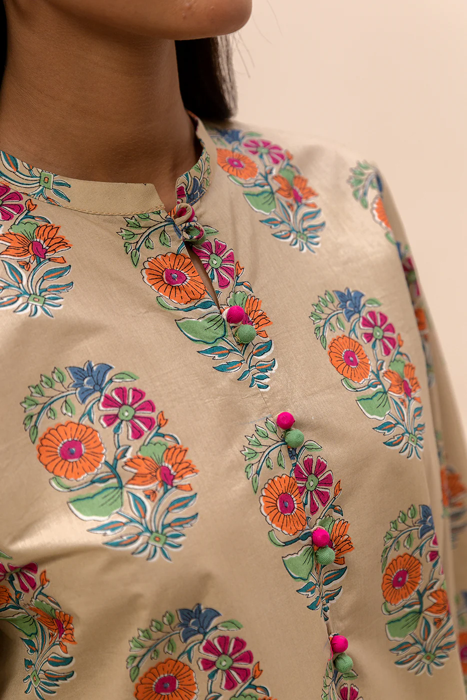 3 PIECE PRINTED LAWN SUIT-SAND FLORET (UNSTITCHED) - Image 5