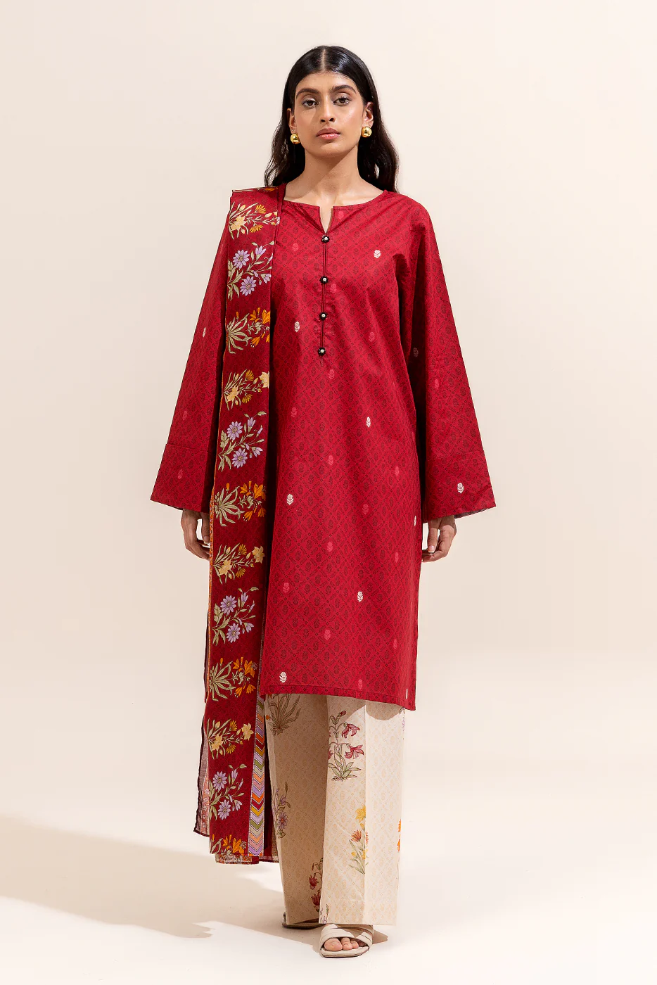 3 PIECE PRINTED LAWN SUIT-CRIMSON AURA (UNSTITCHED) - Image 2