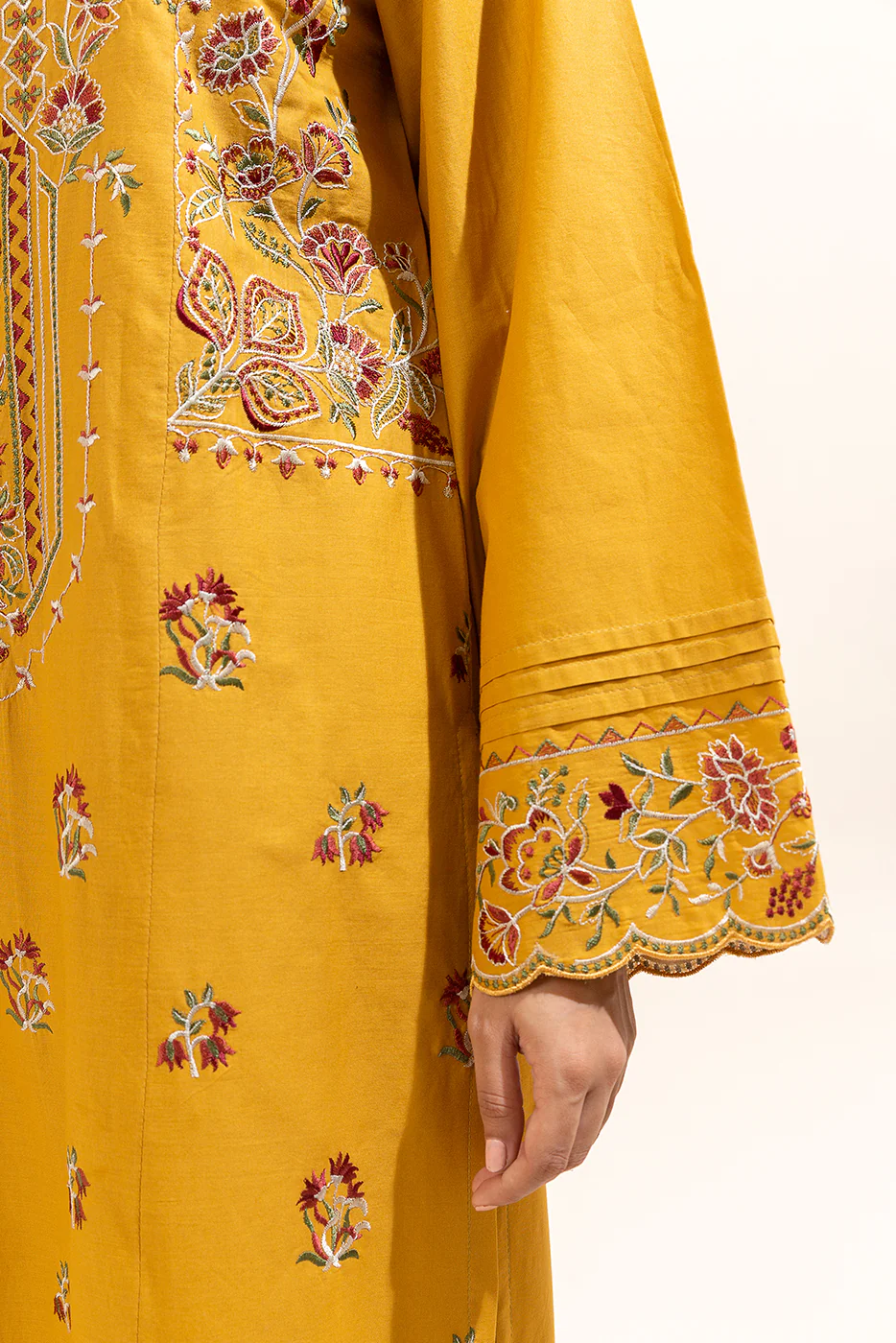 3 PIECE EMBROIDERED LAWN SUIT-VERDANT YELLOW (UNSTITCHED) - Image 4