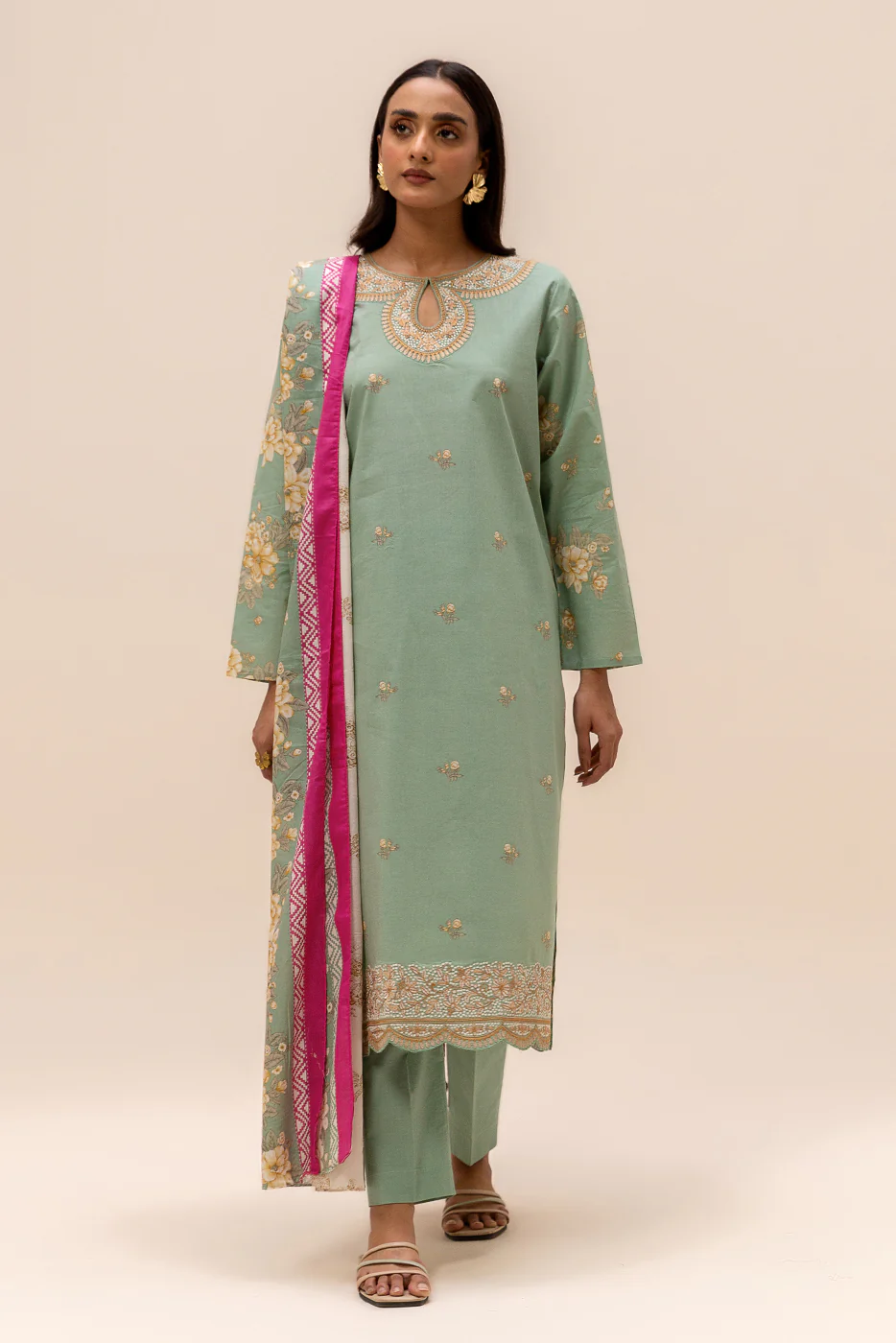3 PIECE EMBROIDERED LAWN SUIT-AQUA VERVE (UNSTITCHED) - Image 2
