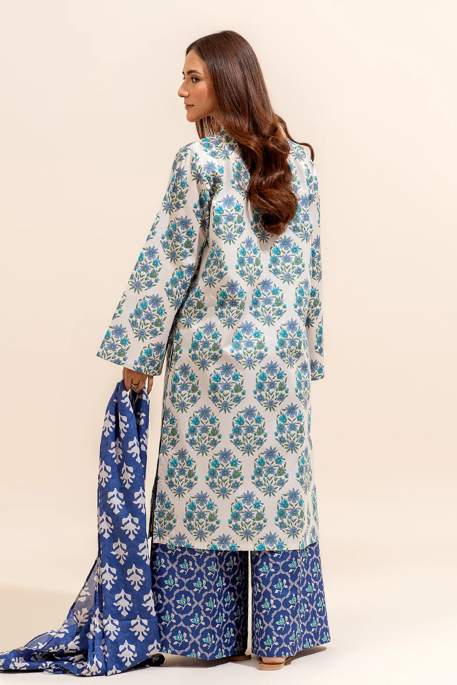 3 PIECE PRINTED LAWN SUIT-ETHNIC AZURE (UNSTITCHED) - Image 4