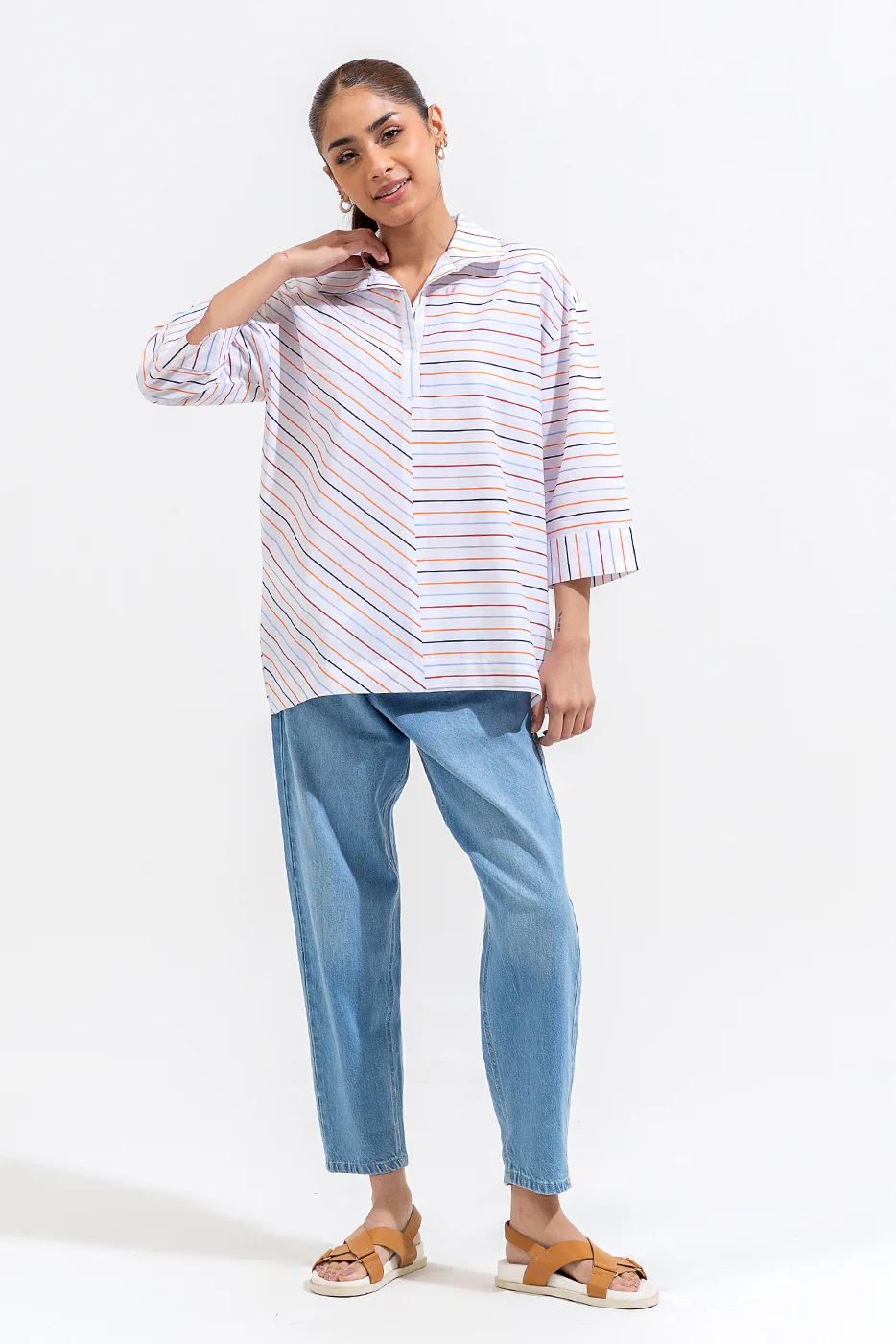 MULTI COLOR STRIPED COLLAR SHIRT - Image 2
