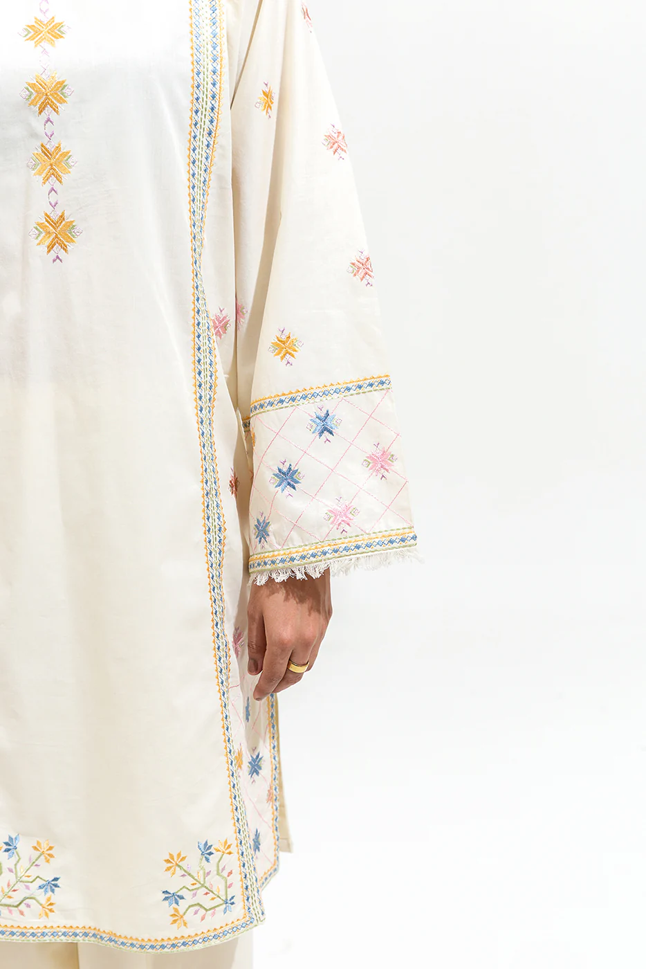 2 PIECE EMBROIDERED CAMBRIC SUIT (PRET) - Image 5