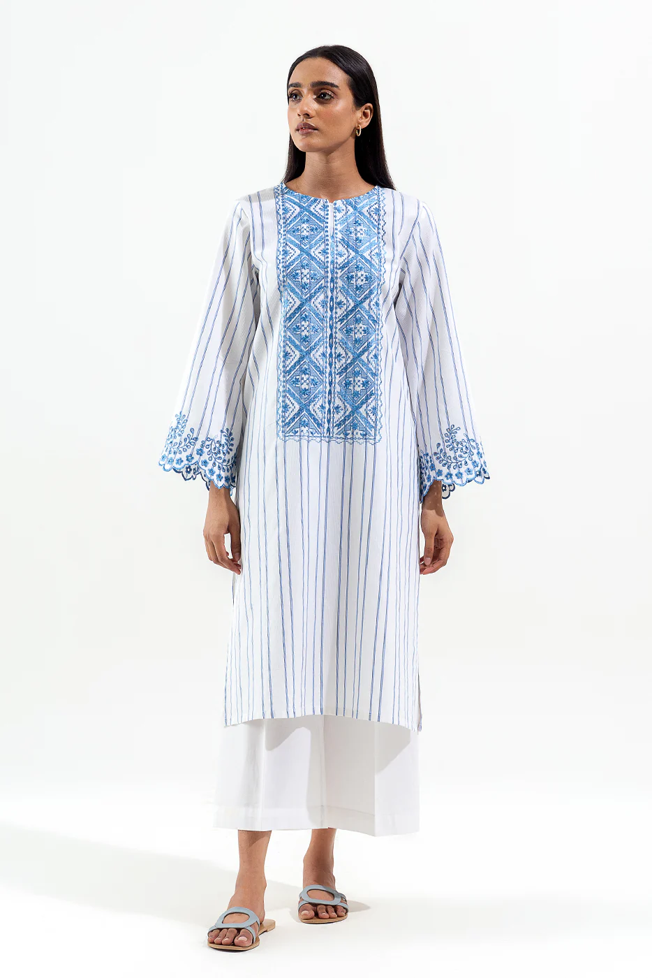 EMBROIDERED YARN DYED SHIRT (PRET) - Image 2