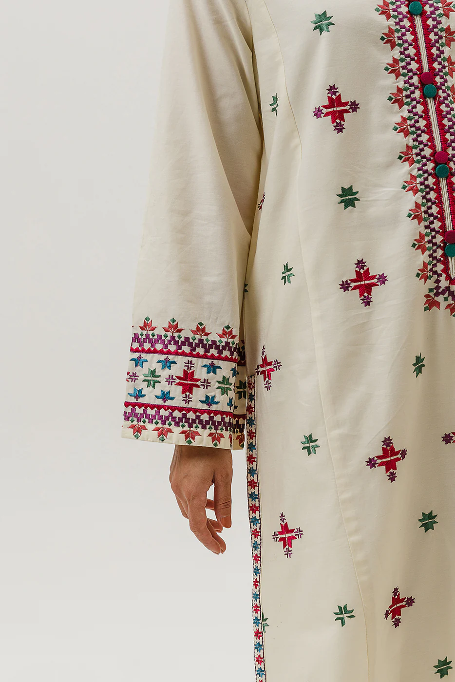 2 PIECE EMBROIDERED CAMBRIC SUIT (PRET) - Image 5