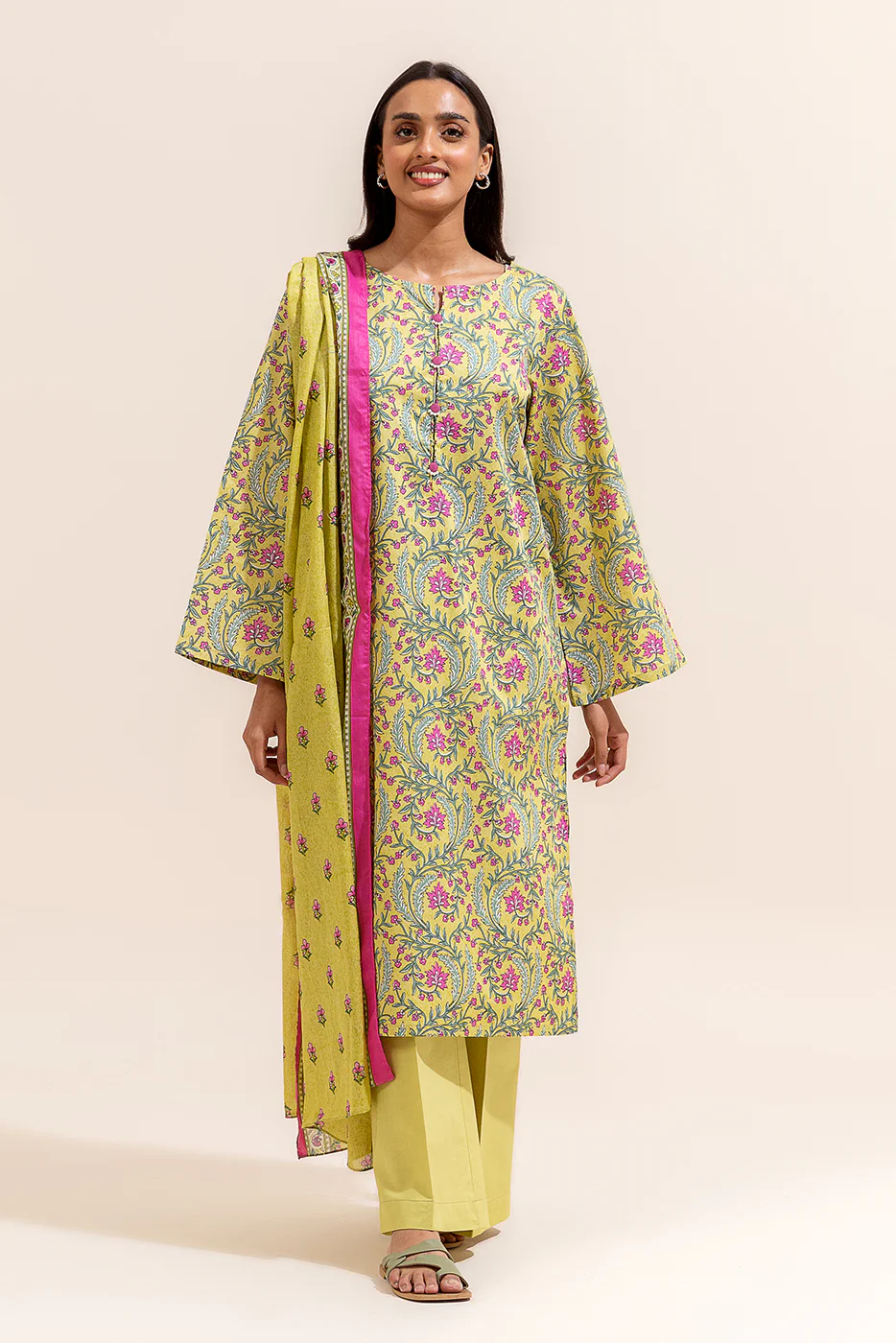 3 PIECE PRINTED LAWN SUIT-FIRST LIGHT (UNSTITCHED) - Image 2
