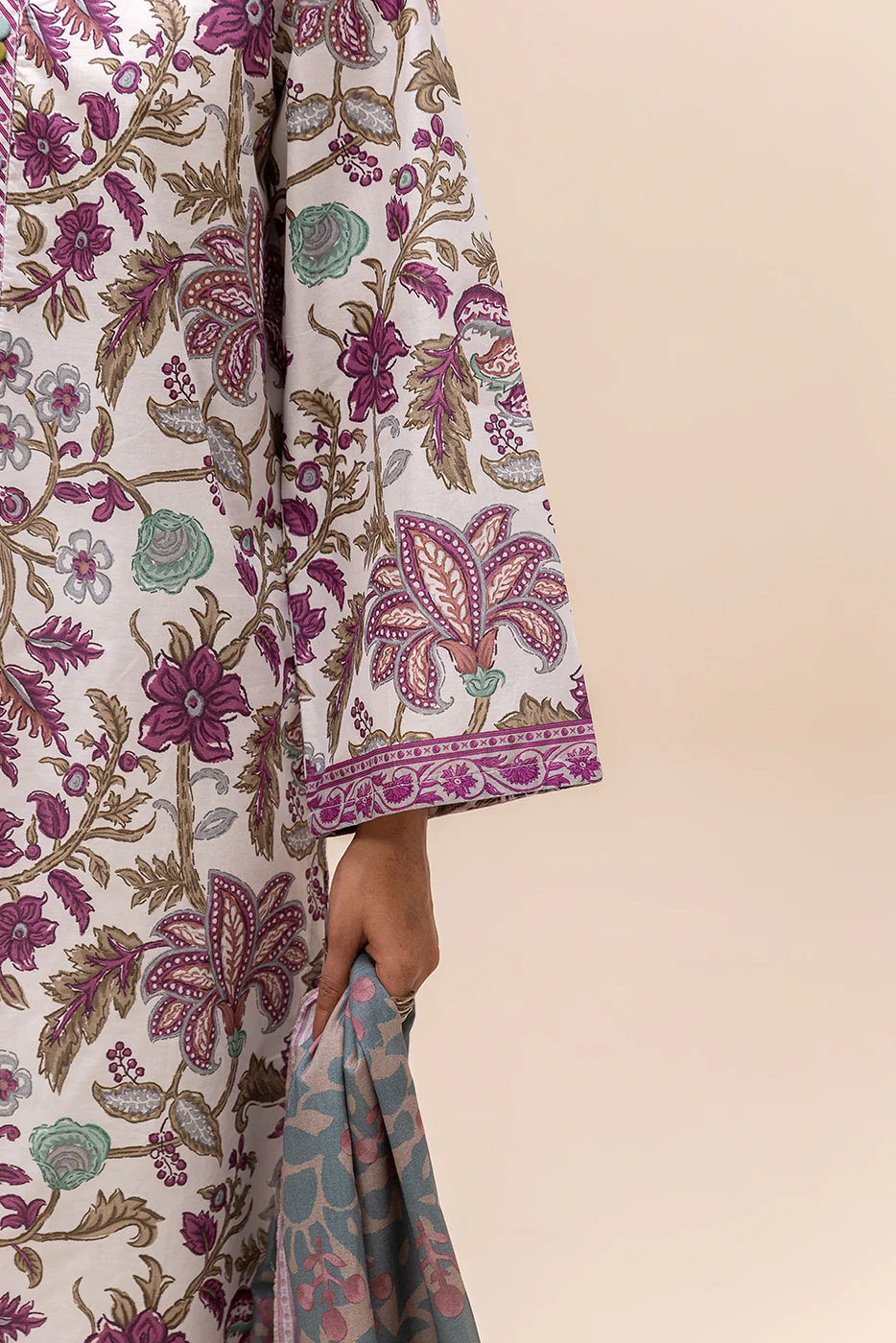 3 PIECE PRINTED LAWN SUIT-PURPLE BLISS (UNSTITCHED) - Image 6