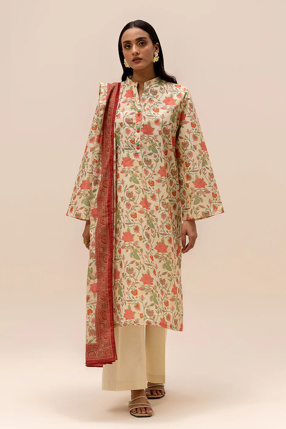 3 PIECE PRINTED LAWN SUIT-IVORY DREAM (UNSTITCHED) - Image 2