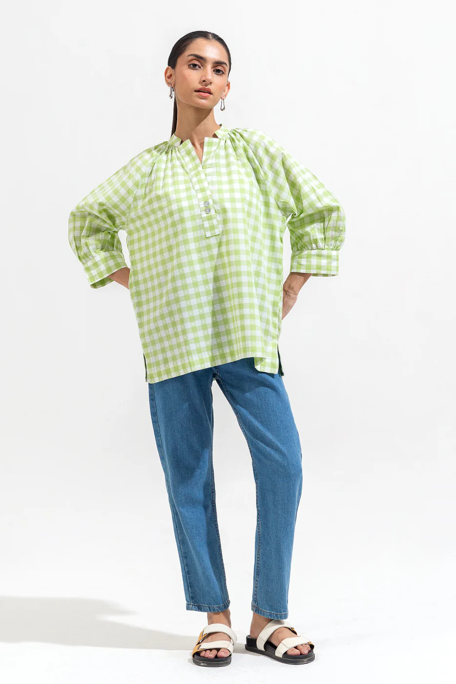 GREEN GINGHAM TOP - Image 4