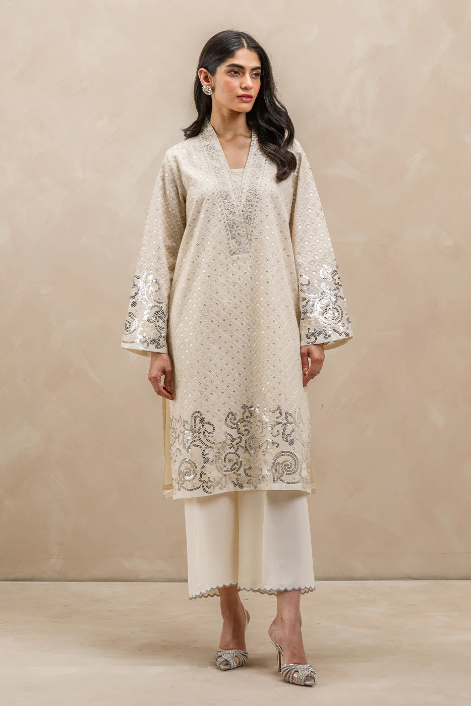 2 PIECE EMBROIDERED PAPER COTTON SUIT (LUXURY-PRET) - Image 6