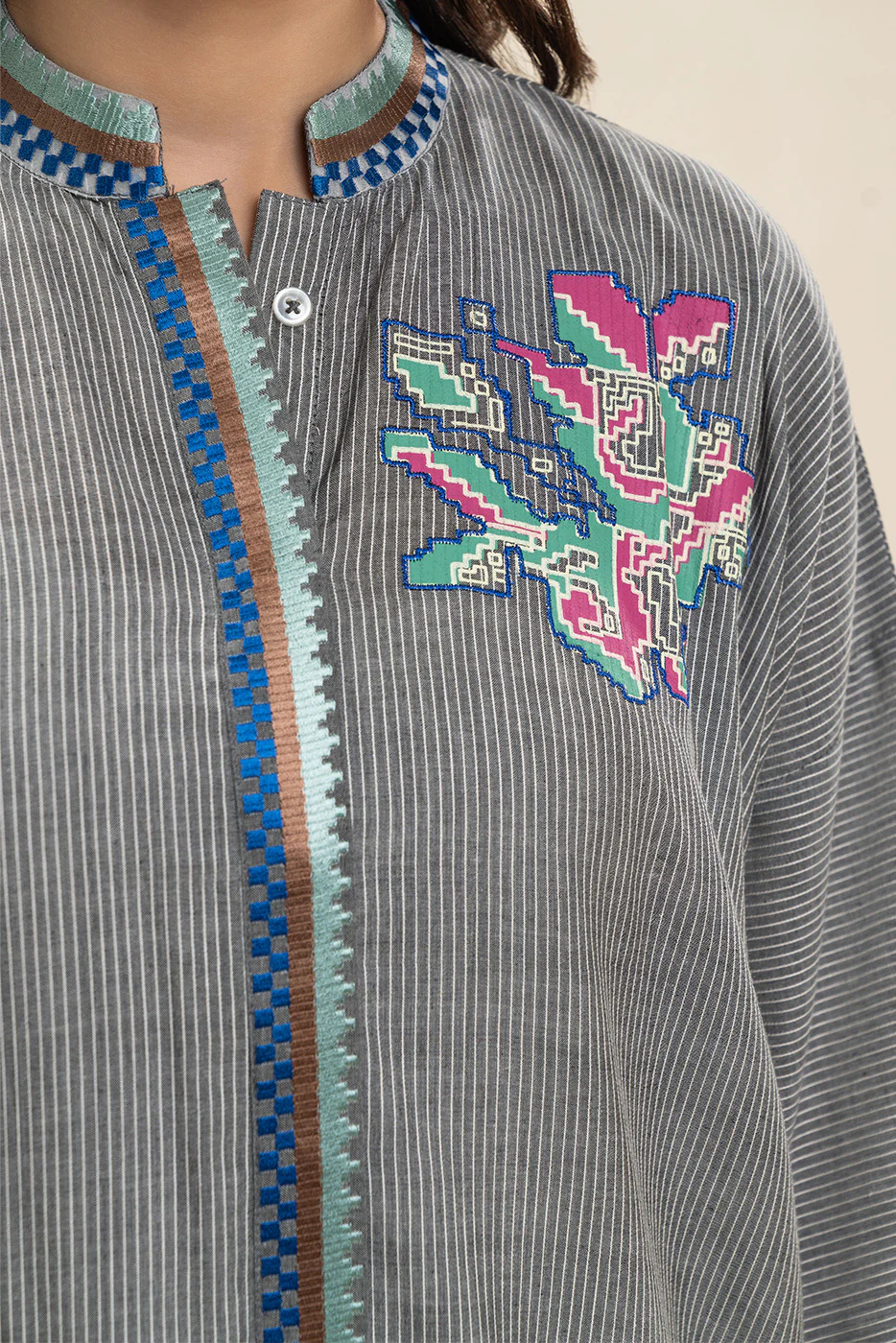 2 PIECE EMBROIDERED Dobby SUIT (PRET) - Image 5