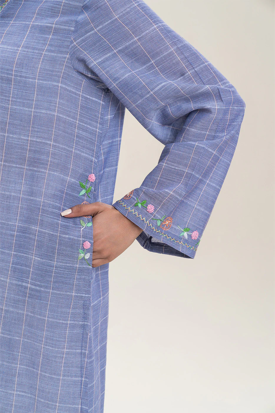 EMBROIDERED YARN DYED SHIRT (PRET) - Image 4