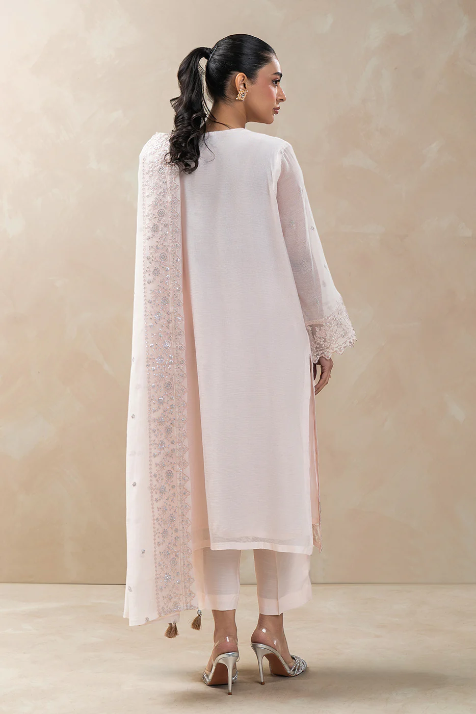 3 PIECE EMBROIDERED COTTON NET SUIT (LUXURY-PRET) - Image 3