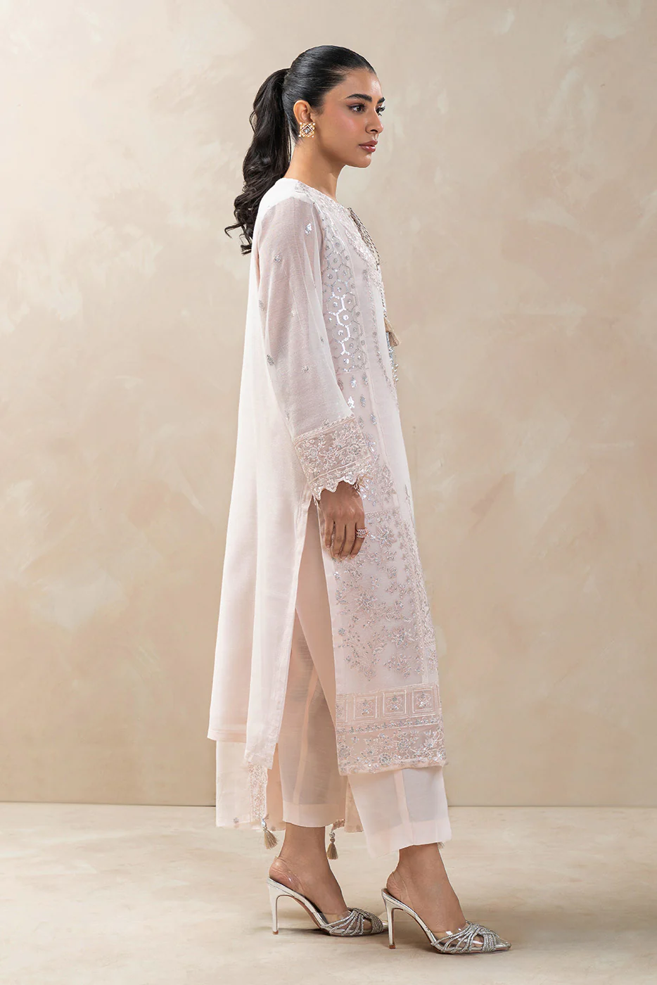 3 PIECE EMBROIDERED COTTON NET SUIT (LUXURY-PRET) - Image 4