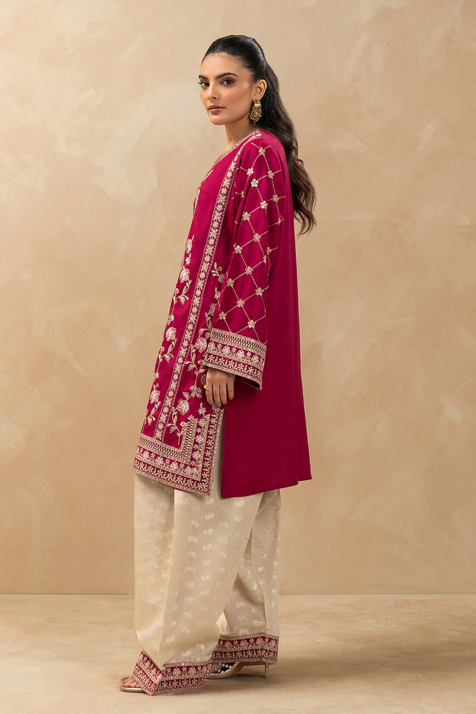 2 PIECE EMBROIDERED RAW SILK SUIT (LUXURY PRET) - Image 4