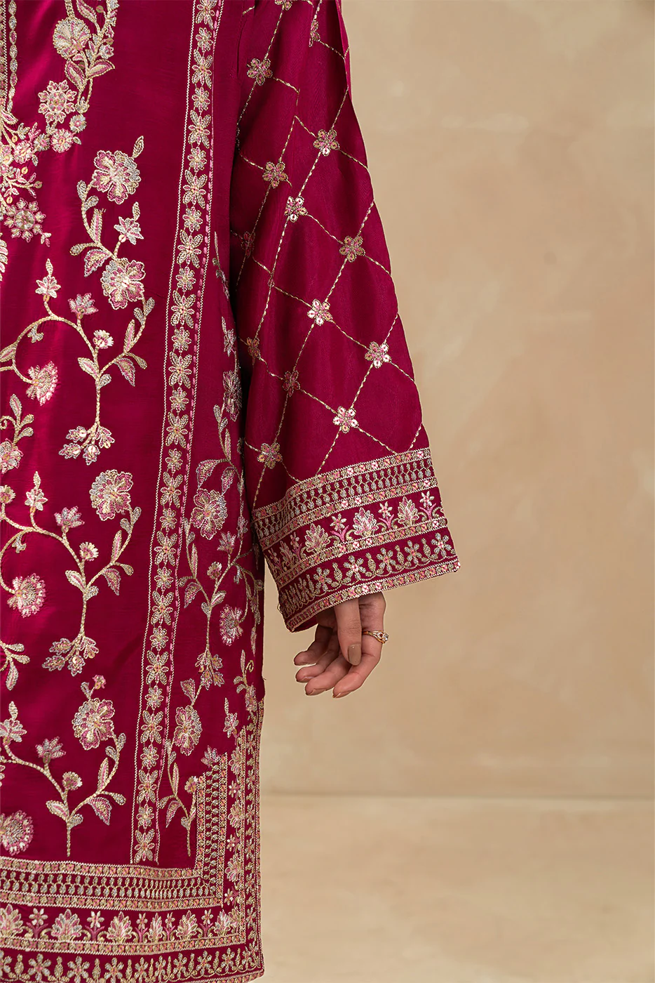 2 PIECE EMBROIDERED RAW SILK SUIT (LUXURY PRET) - Image 6