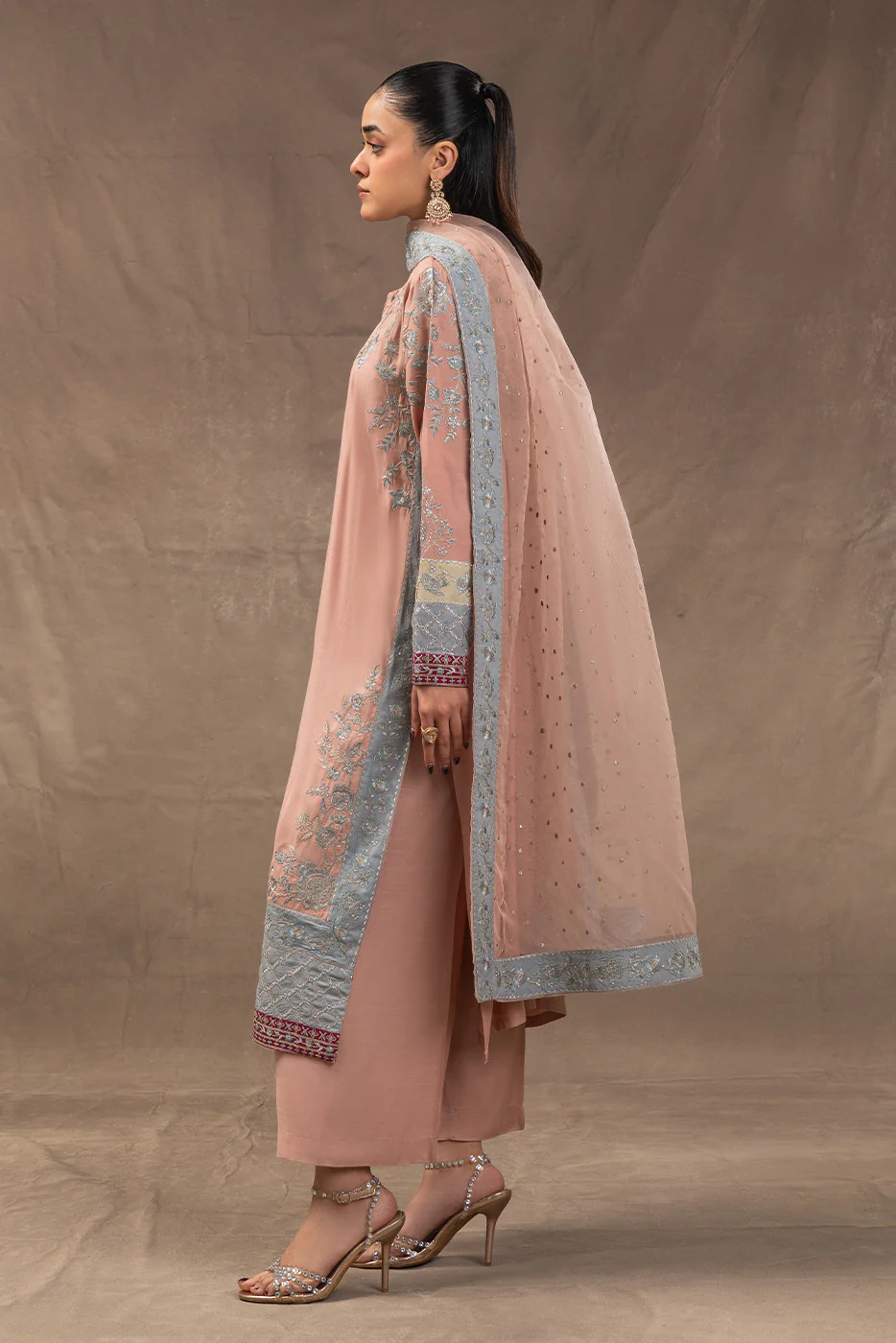 3 PIECE EMBROIDERED RAW SILK SUIT (LUXURY PRET) - Image 4