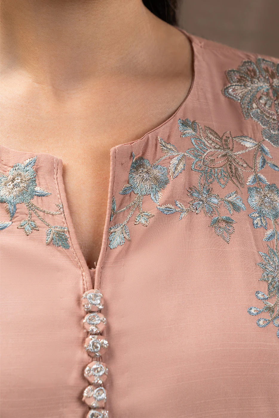 3 PIECE EMBROIDERED RAW SILK SUIT (LUXURY PRET) - Image 5