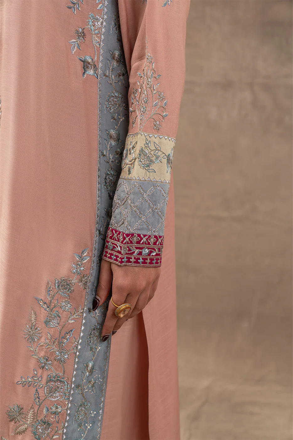 3 PIECE EMBROIDERED RAW SILK SUIT (LUXURY PRET) - Image 6