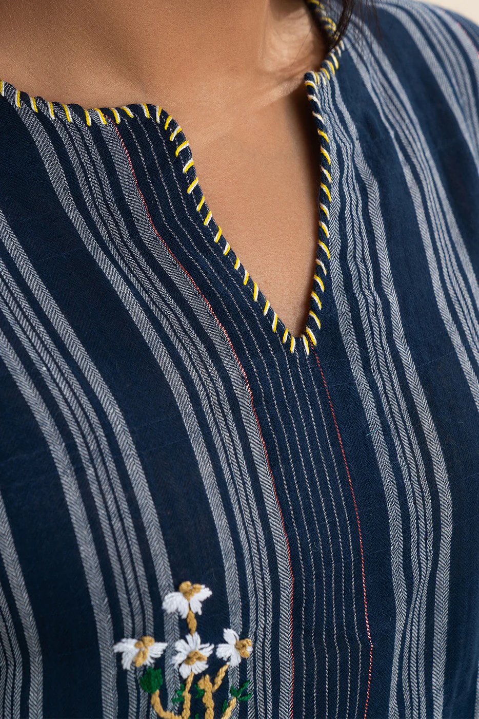 EMBROIDERED YARN DYED SHIRT (PRET) - Image 3