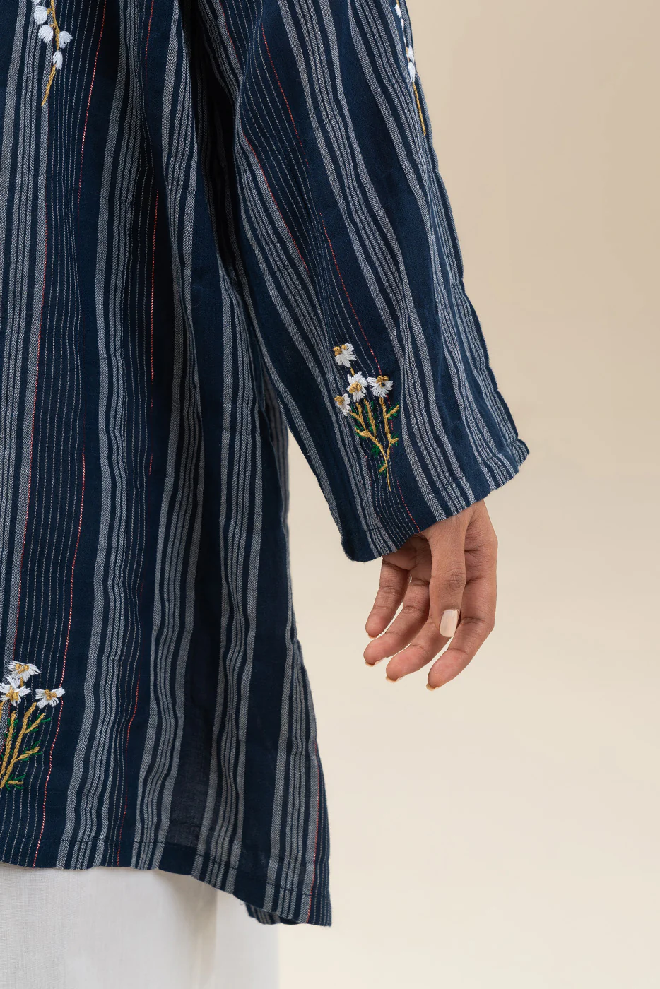 EMBROIDERED YARN DYED SHIRT (PRET) - Image 4
