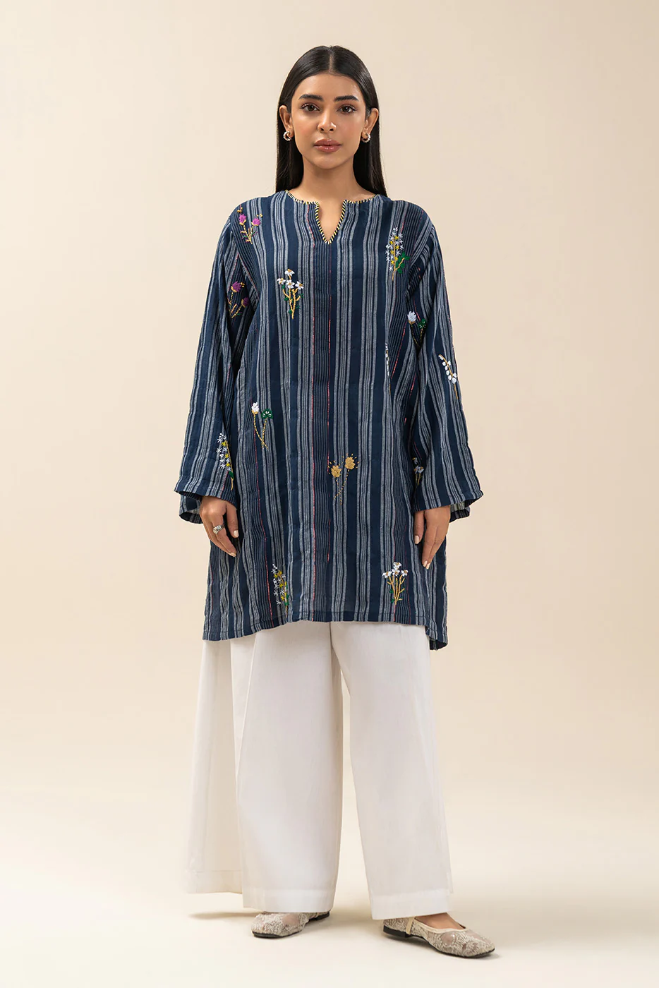 EMBROIDERED YARN DYED SHIRT (PRET) - Image 5