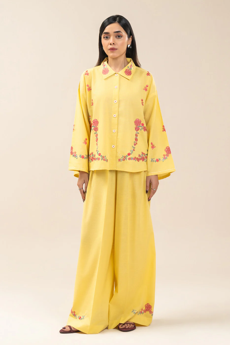 2 PIECE EMBROIDERED SLUB SUIT (FUSION) - Image 2