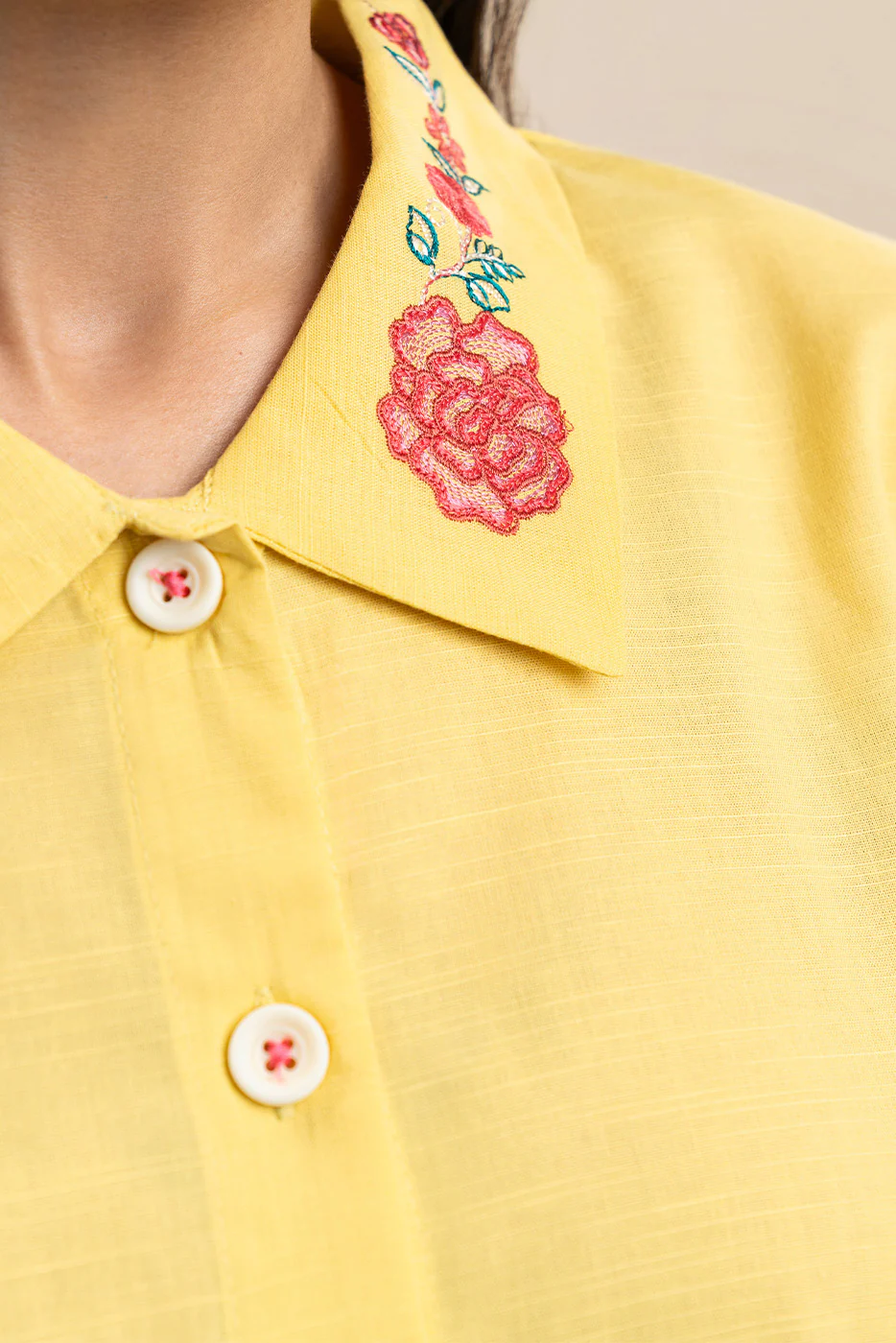 2 PIECE EMBROIDERED SLUB SUIT (FUSION) - Image 5