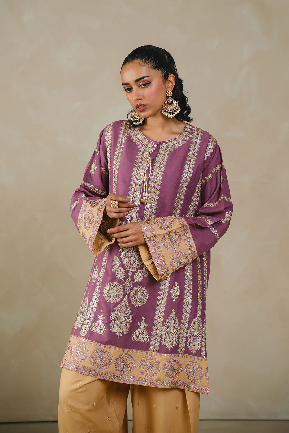 2 PIECE EMBROIDERED RAW SILK SUIT (LUXURY PRET) - Image 2