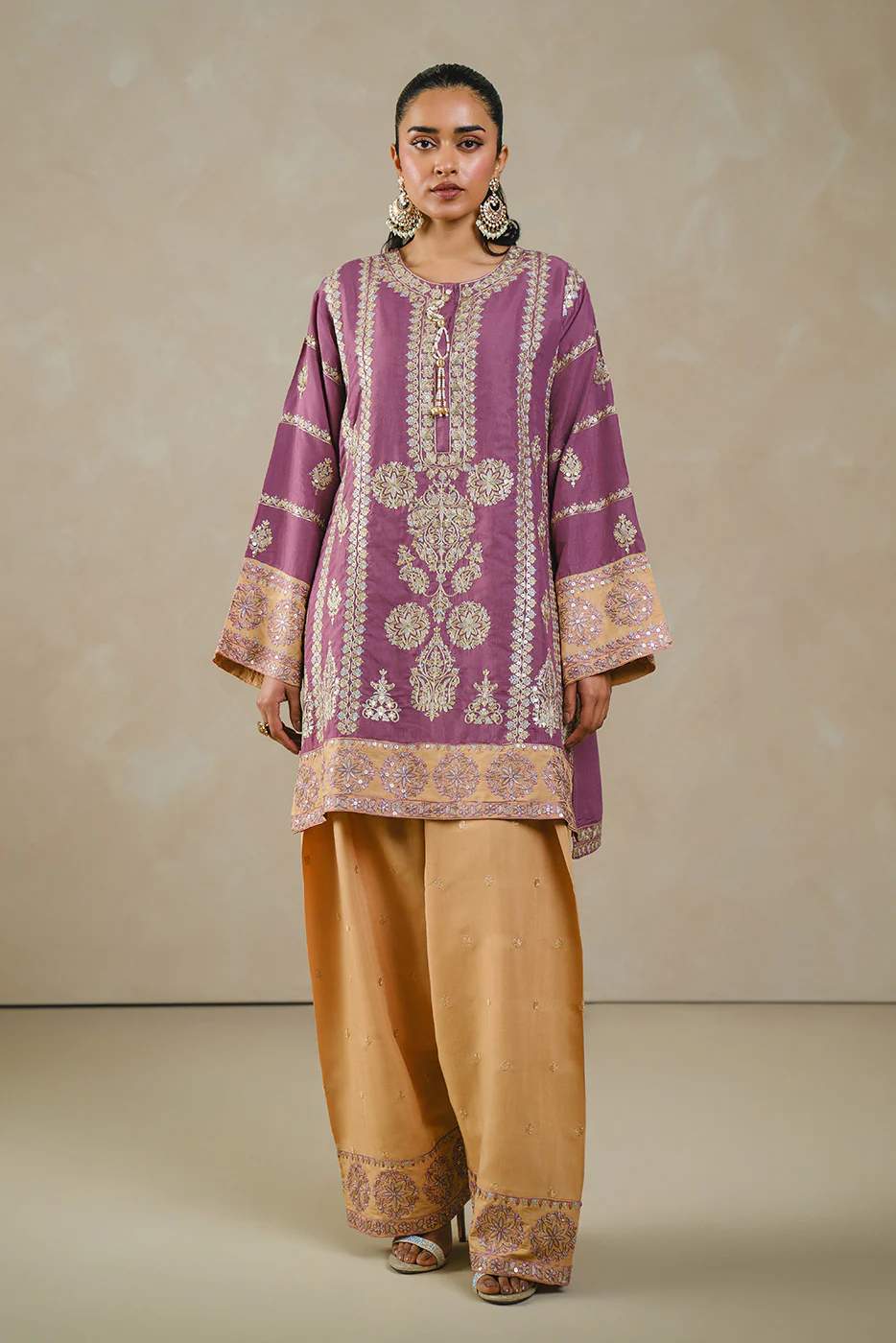 2 PIECE EMBROIDERED RAW SILK SUIT (LUXURY PRET) - Image 3