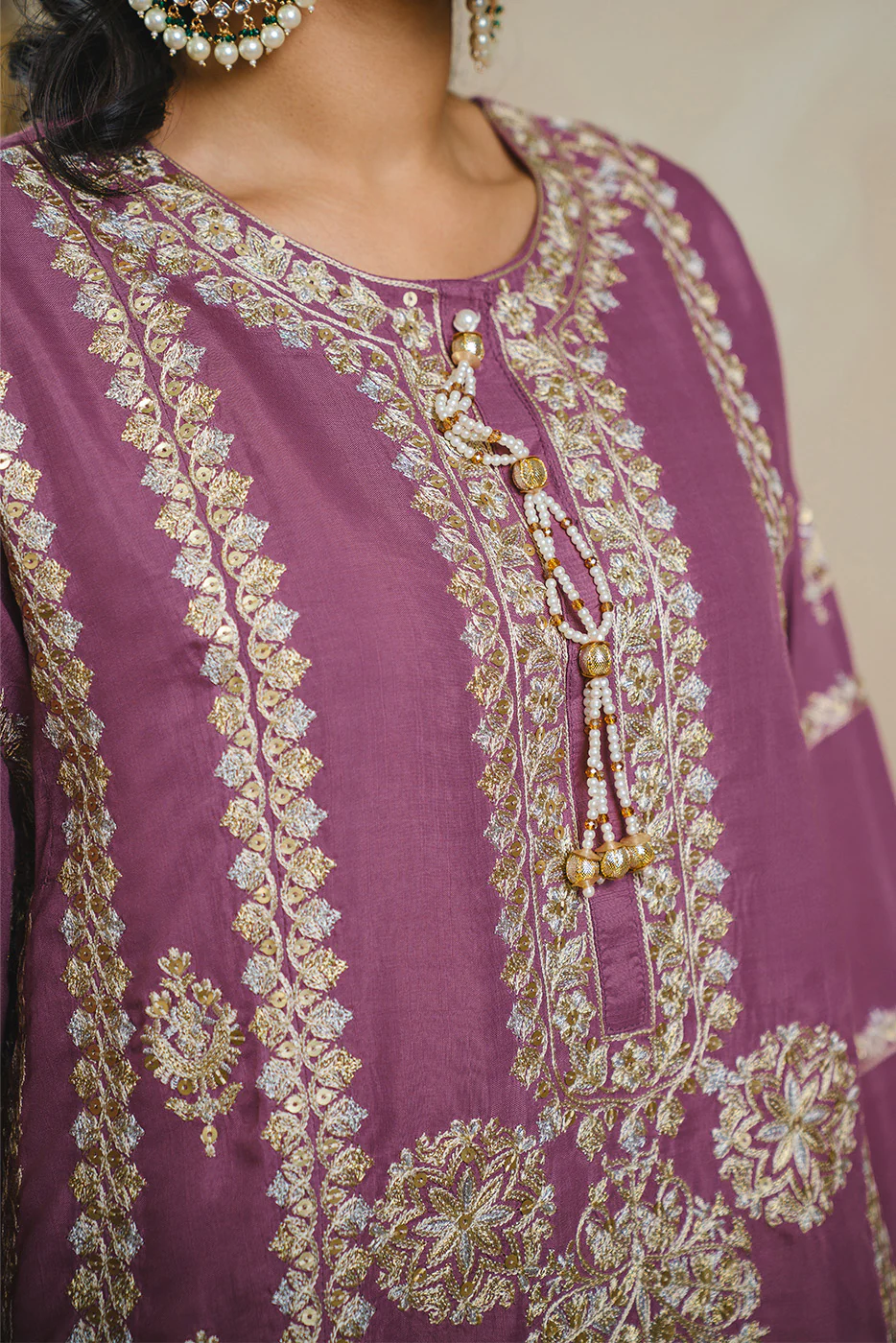 2 PIECE EMBROIDERED RAW SILK SUIT (LUXURY PRET) - Image 6