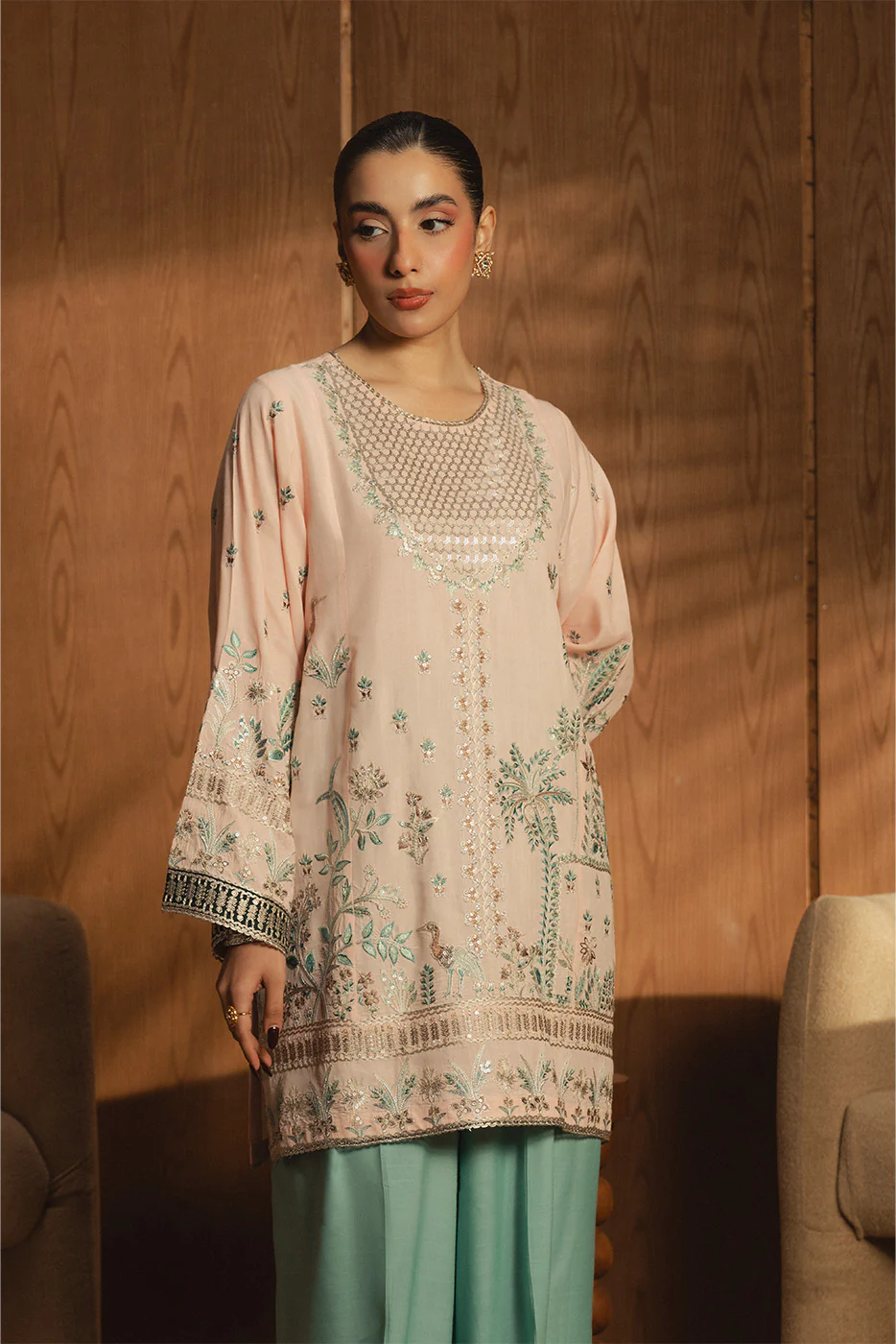 2 PIECE EMBROIDERED RAW SILK SUIT (LUXURY-PRET) - Image 2