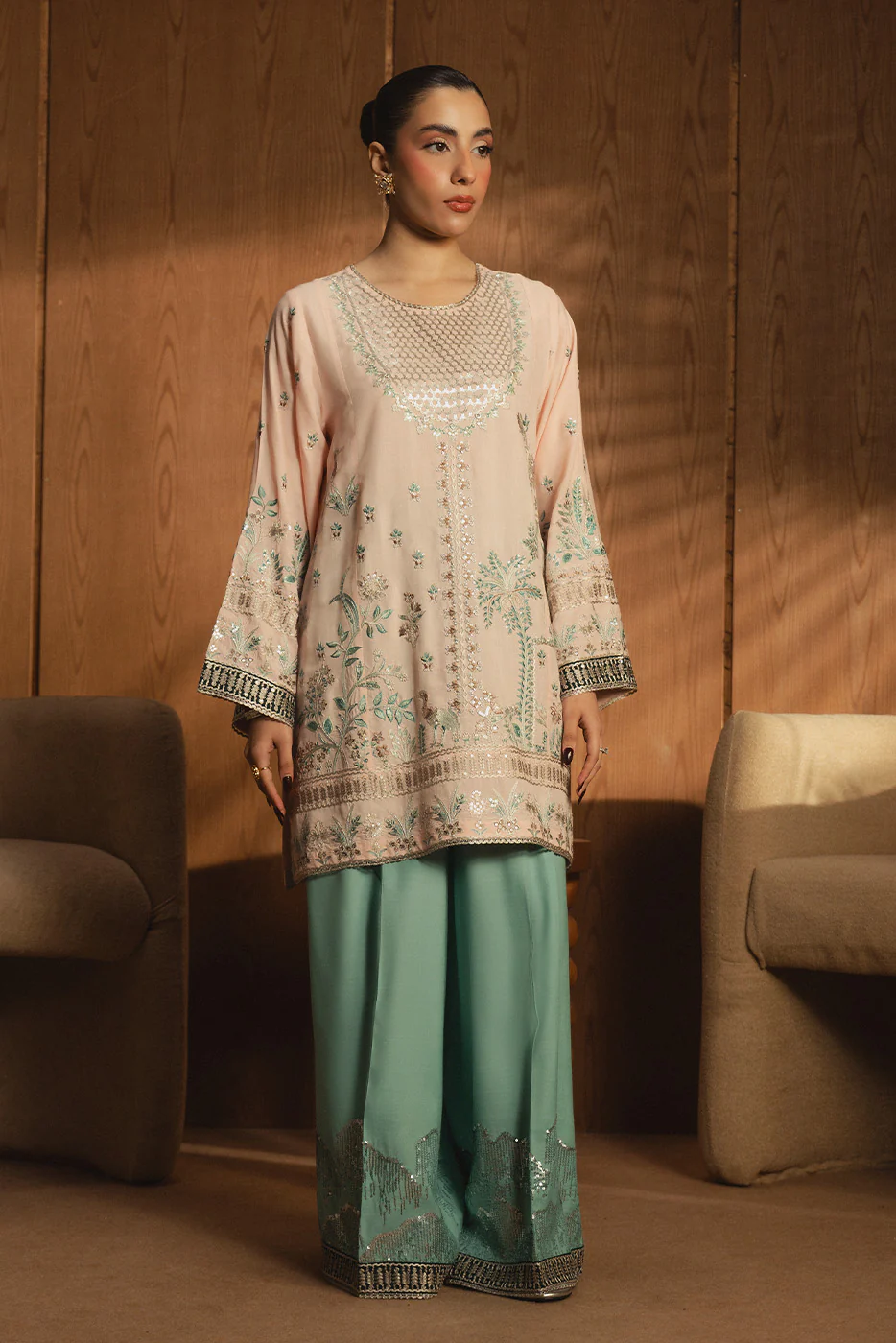 2 PIECE EMBROIDERED RAW SILK SUIT (LUXURY-PRET) - Image 4