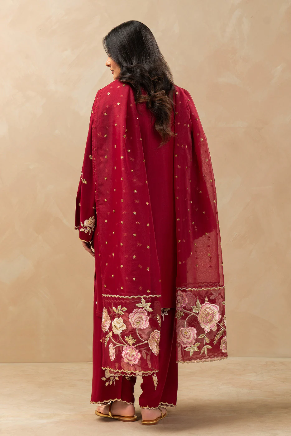 3 PIECE EMBROIDERED RAW SILK SUIT (LUXURY PRET) - Image 5