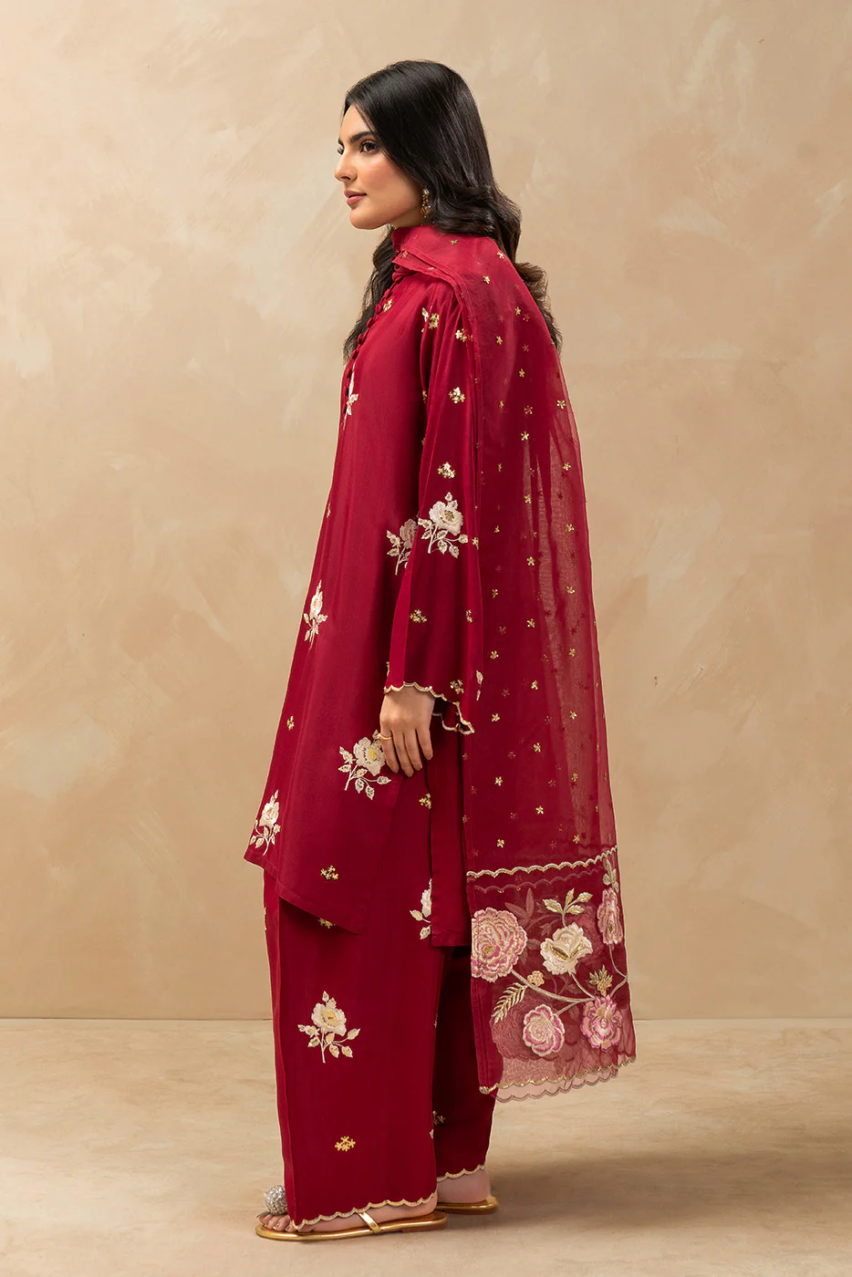 3 PIECE EMBROIDERED RAW SILK SUIT (LUXURY PRET) - Image 6
