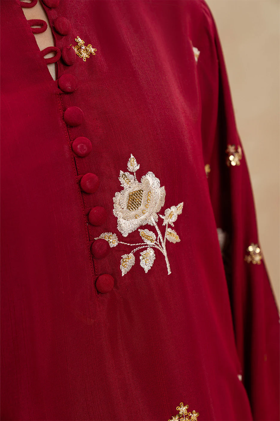3 PIECE EMBROIDERED RAW SILK SUIT (LUXURY PRET) - Image 7