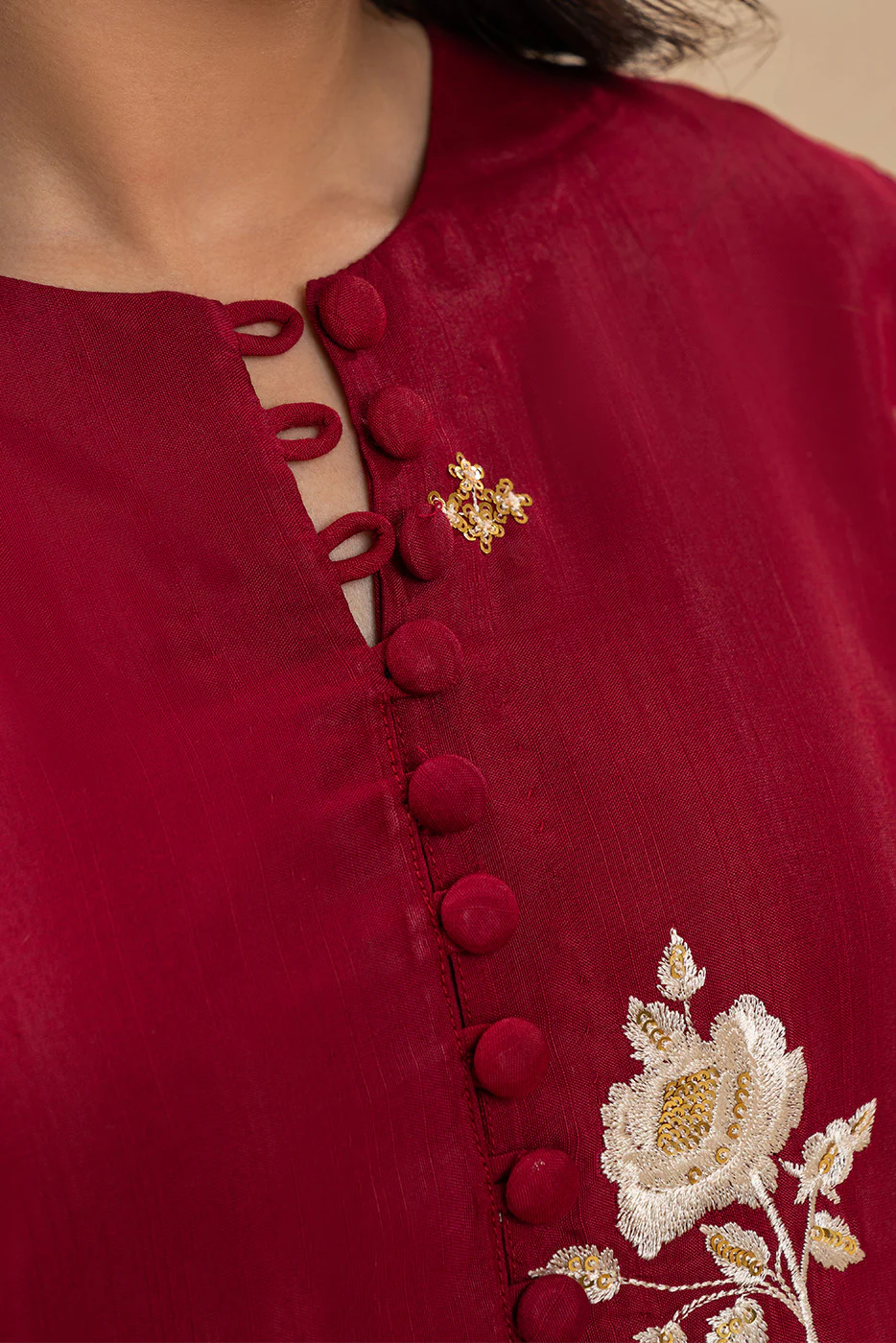 3 PIECE EMBROIDERED RAW SILK SUIT (LUXURY PRET) - Image 8