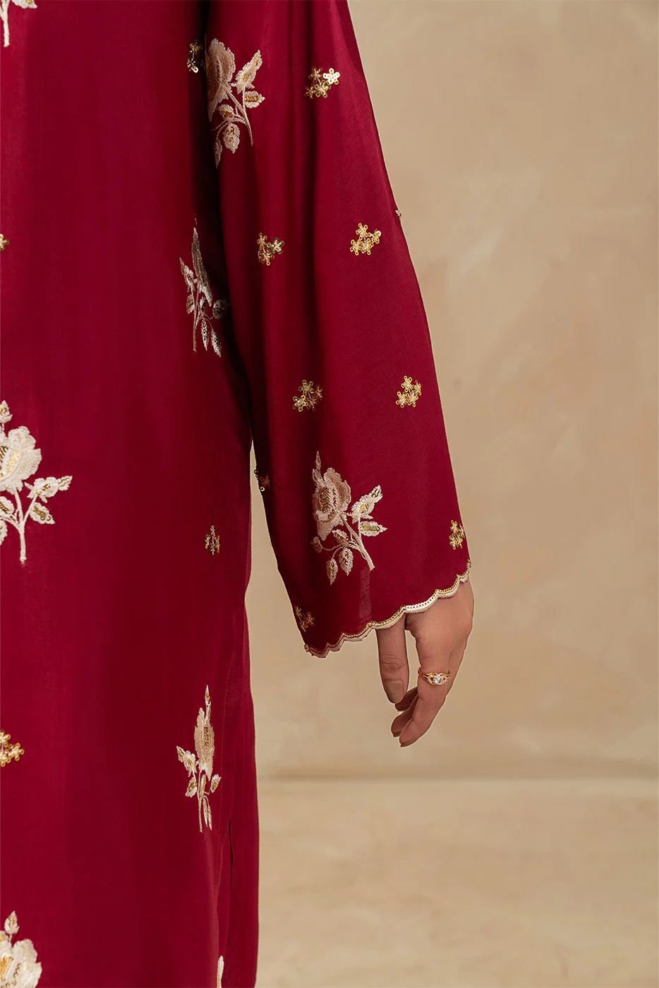 3 PIECE EMBROIDERED RAW SILK SUIT (LUXURY PRET) - Image 9