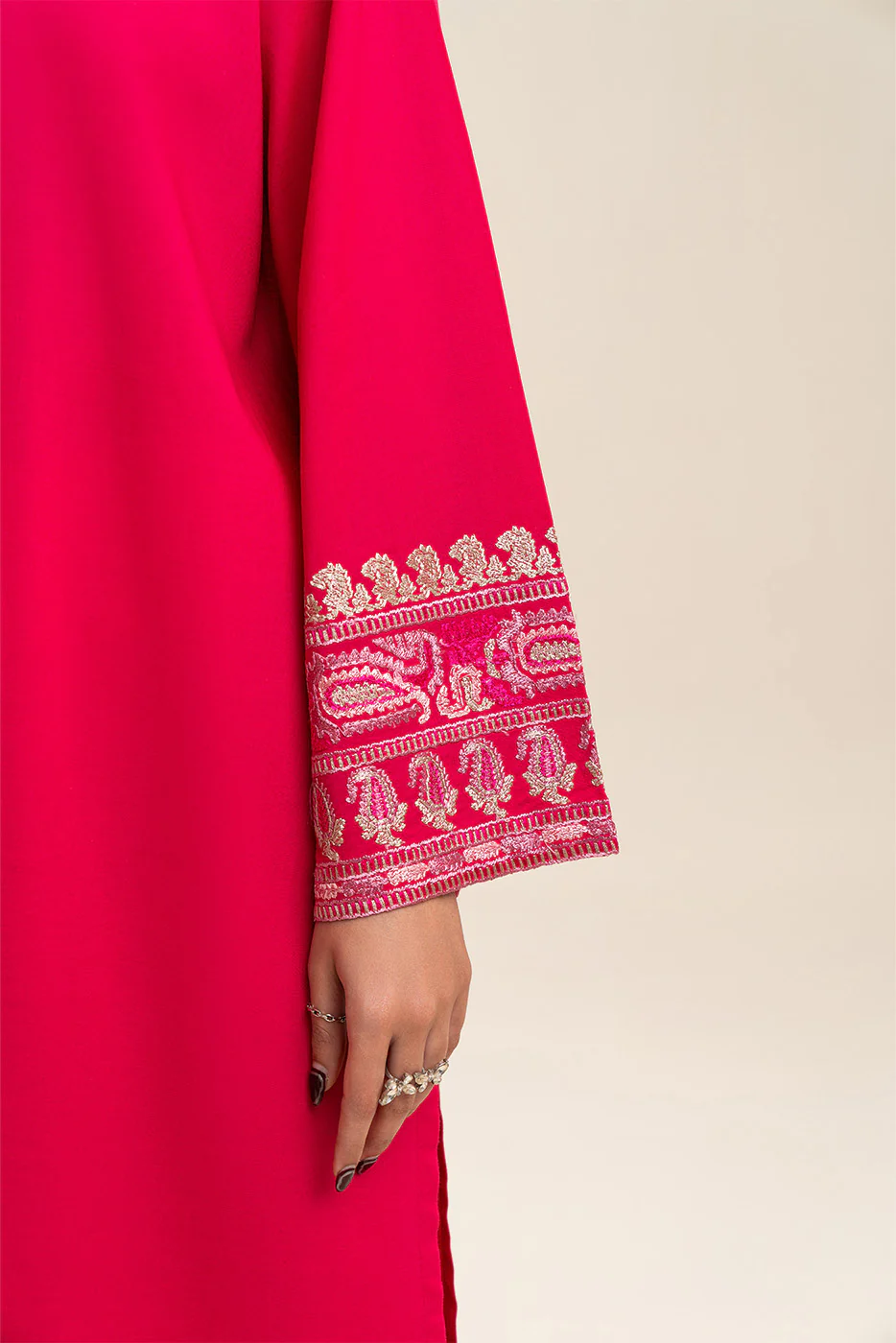 2 PIECE EMBROIDERED CAMBRIC SUIT (PRET) - Image 6