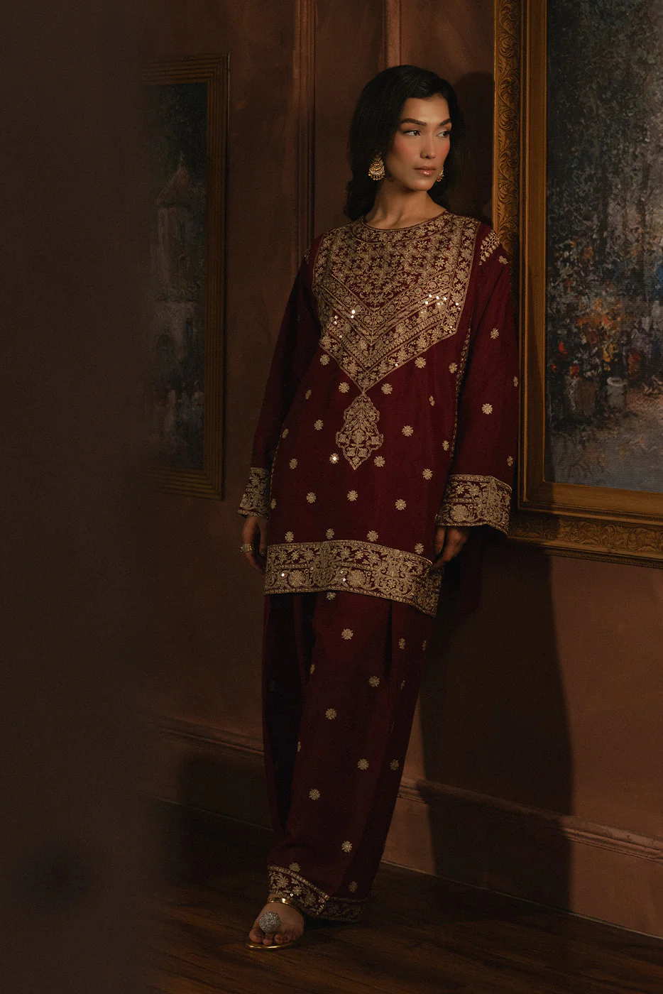 2 PIECE EMBROIDERED RAW SILK SUIT (LUXURY PRET) - Image 3