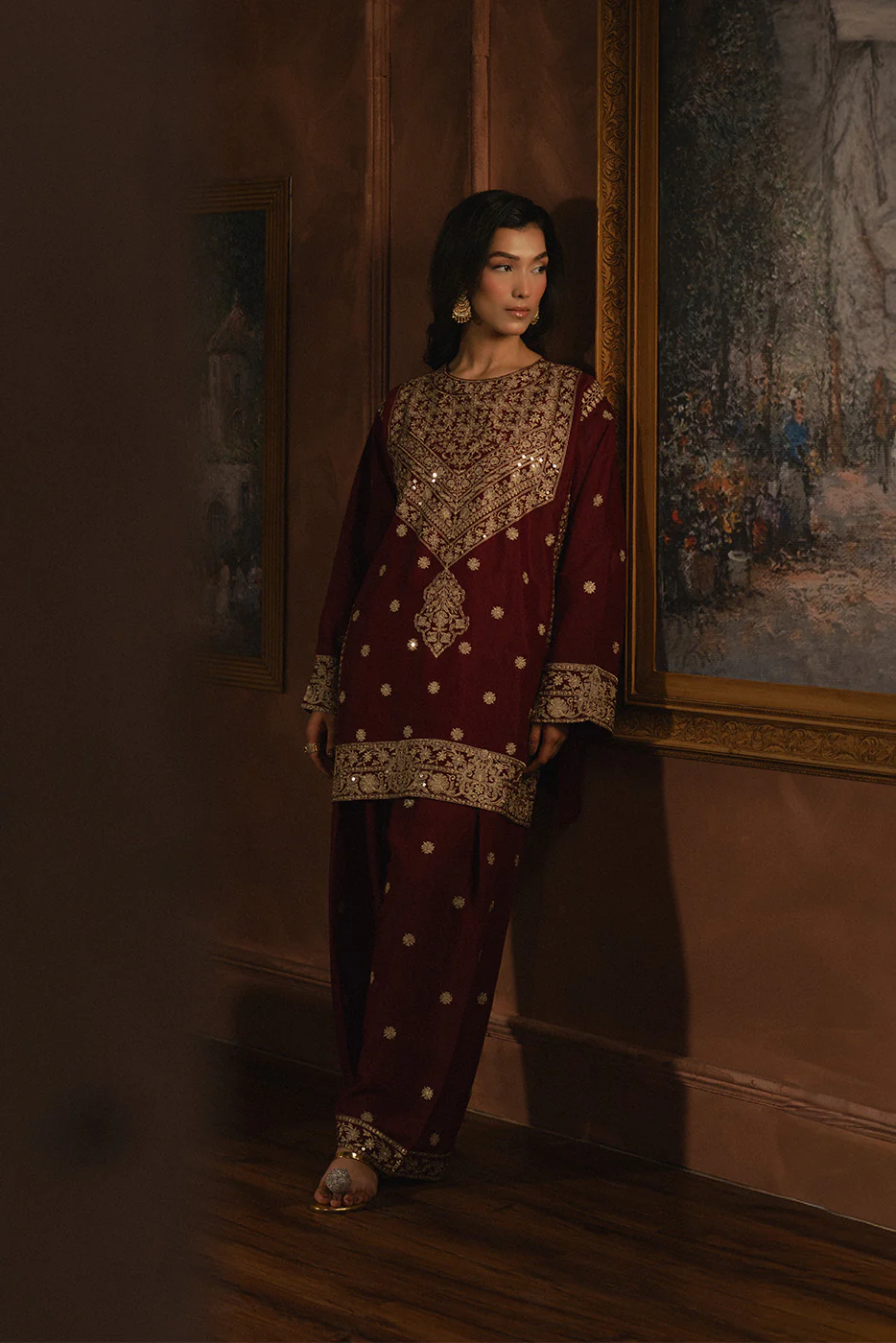 2 PIECE EMBROIDERED RAW SILK SUIT (LUXURY PRET) - Image 4