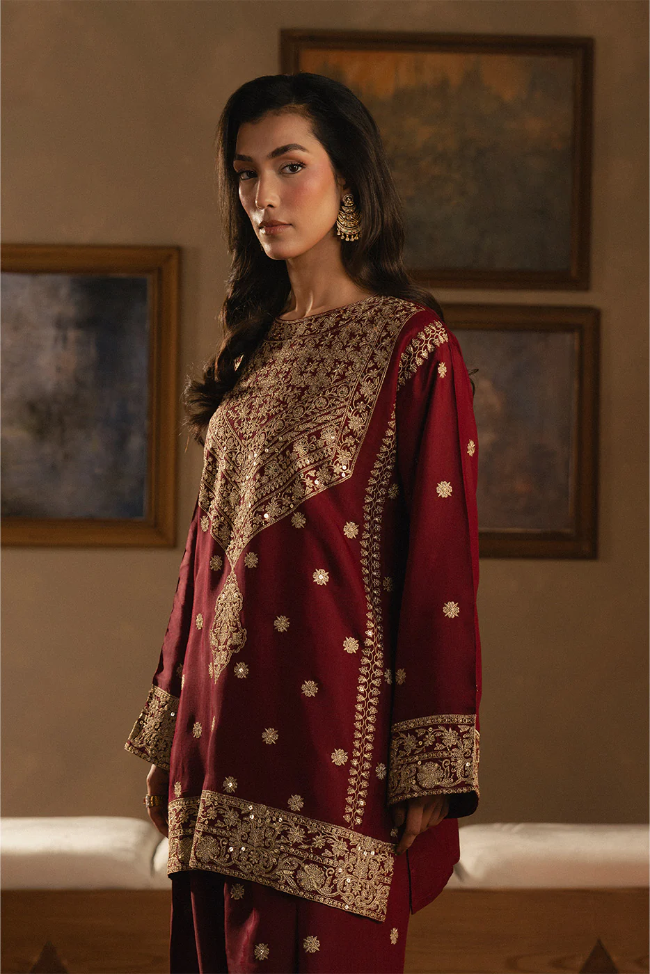 2 PIECE EMBROIDERED RAW SILK SUIT (LUXURY PRET) - Image 7